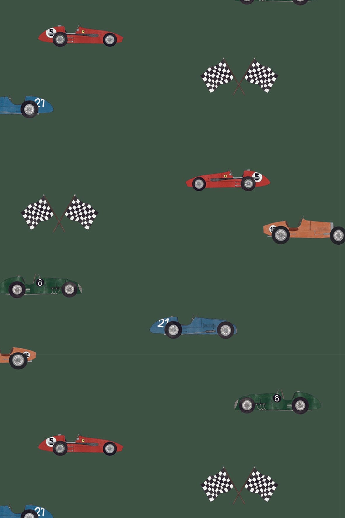 Children's wallpaper, vintage race cars, non-woven wallpapers, kids decor
