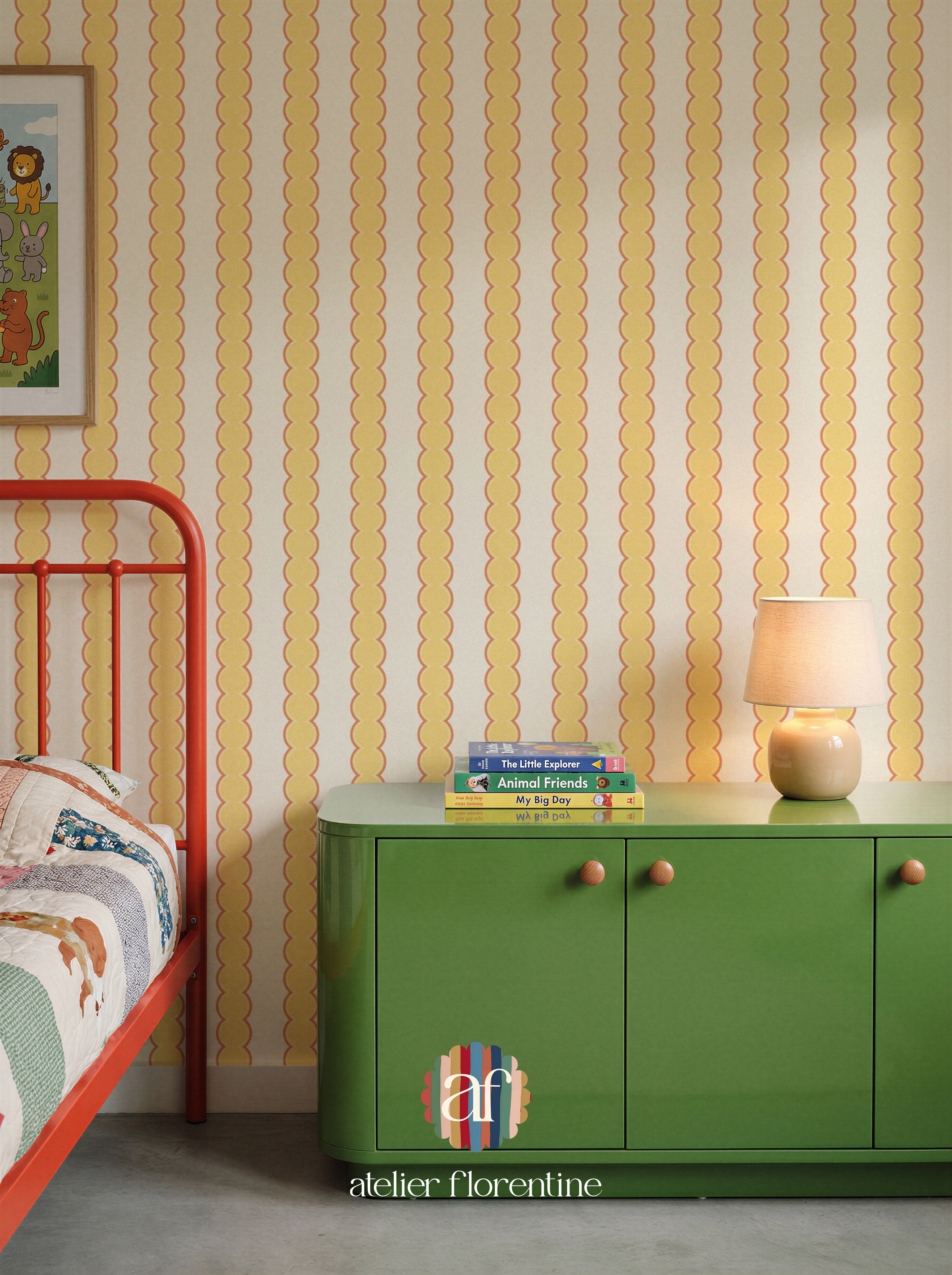 yellow striped wallpaper bobbin