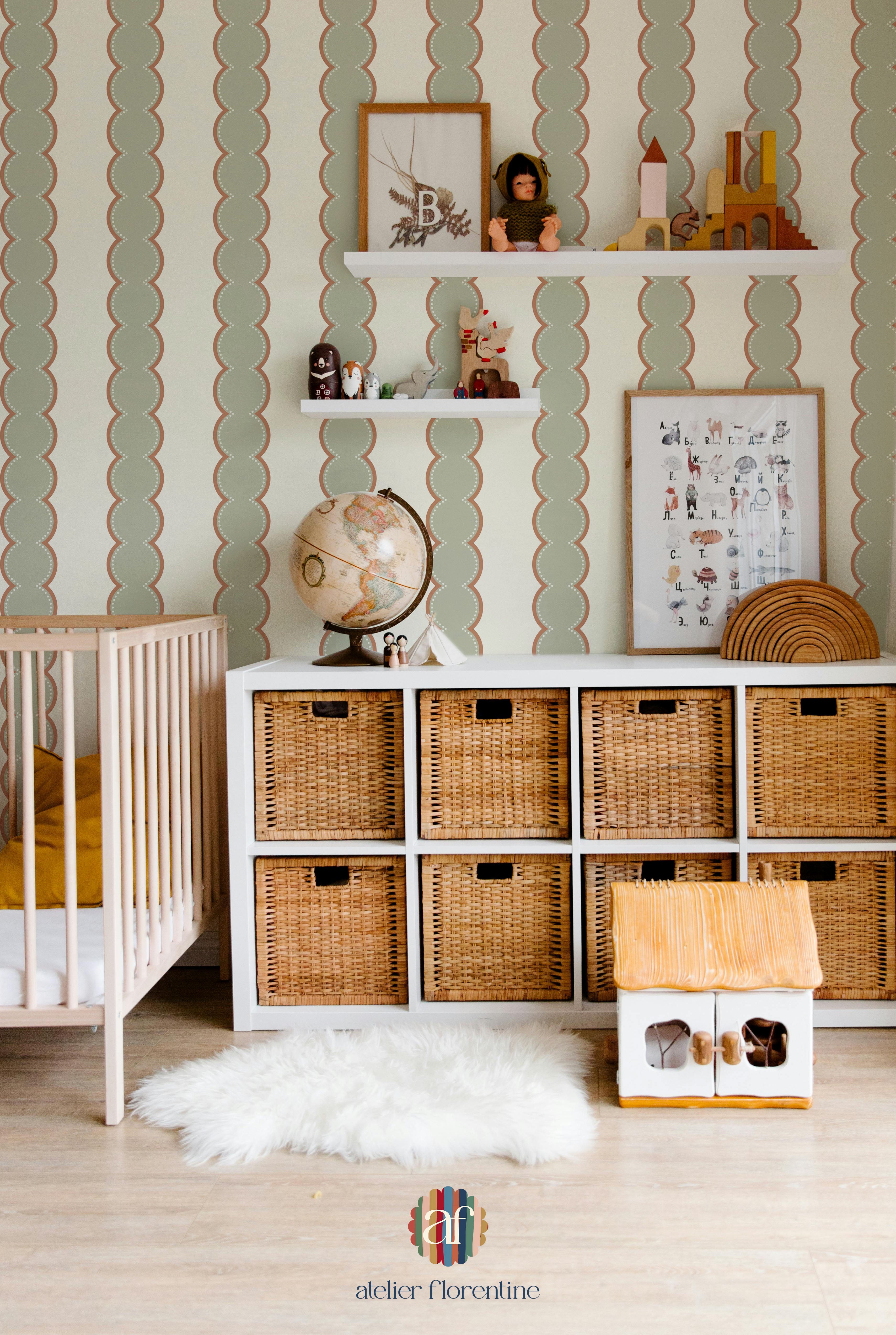 Children's wallpaper, wallpapers for kids, stripes, kids decoration, nursery decor