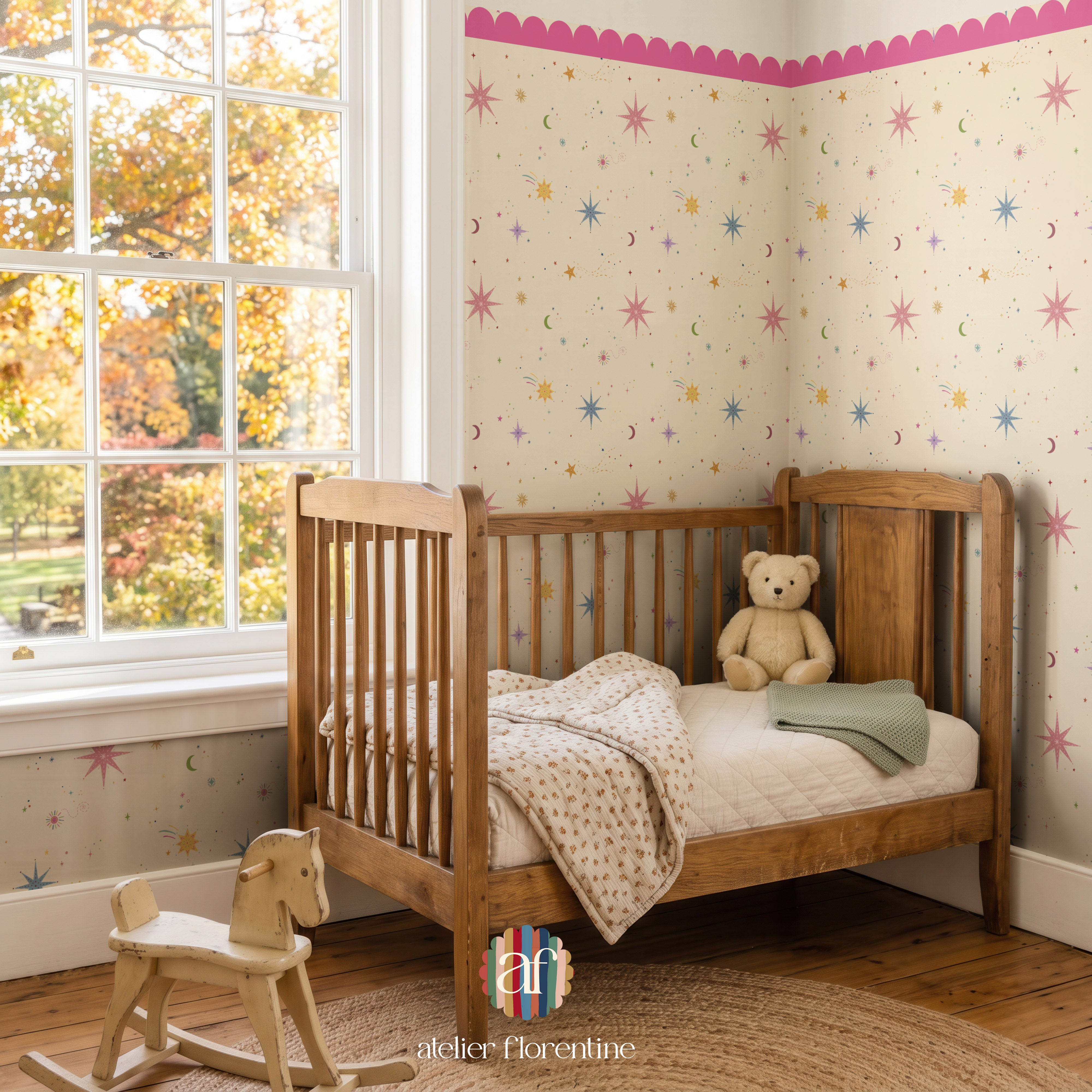 Scalloped Wallpaper border - Hot Pink
