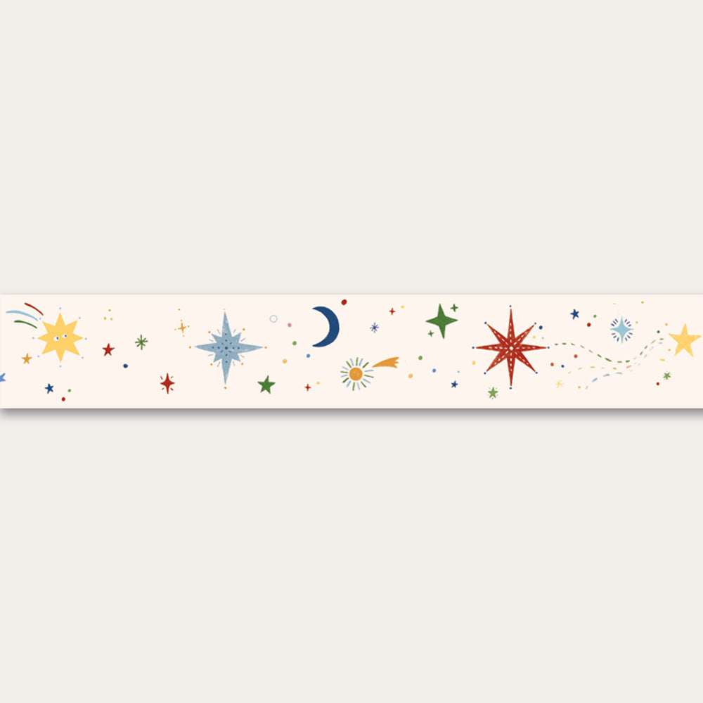 Peel and stick wallpaper border for kids nursery decor stars galaxy 