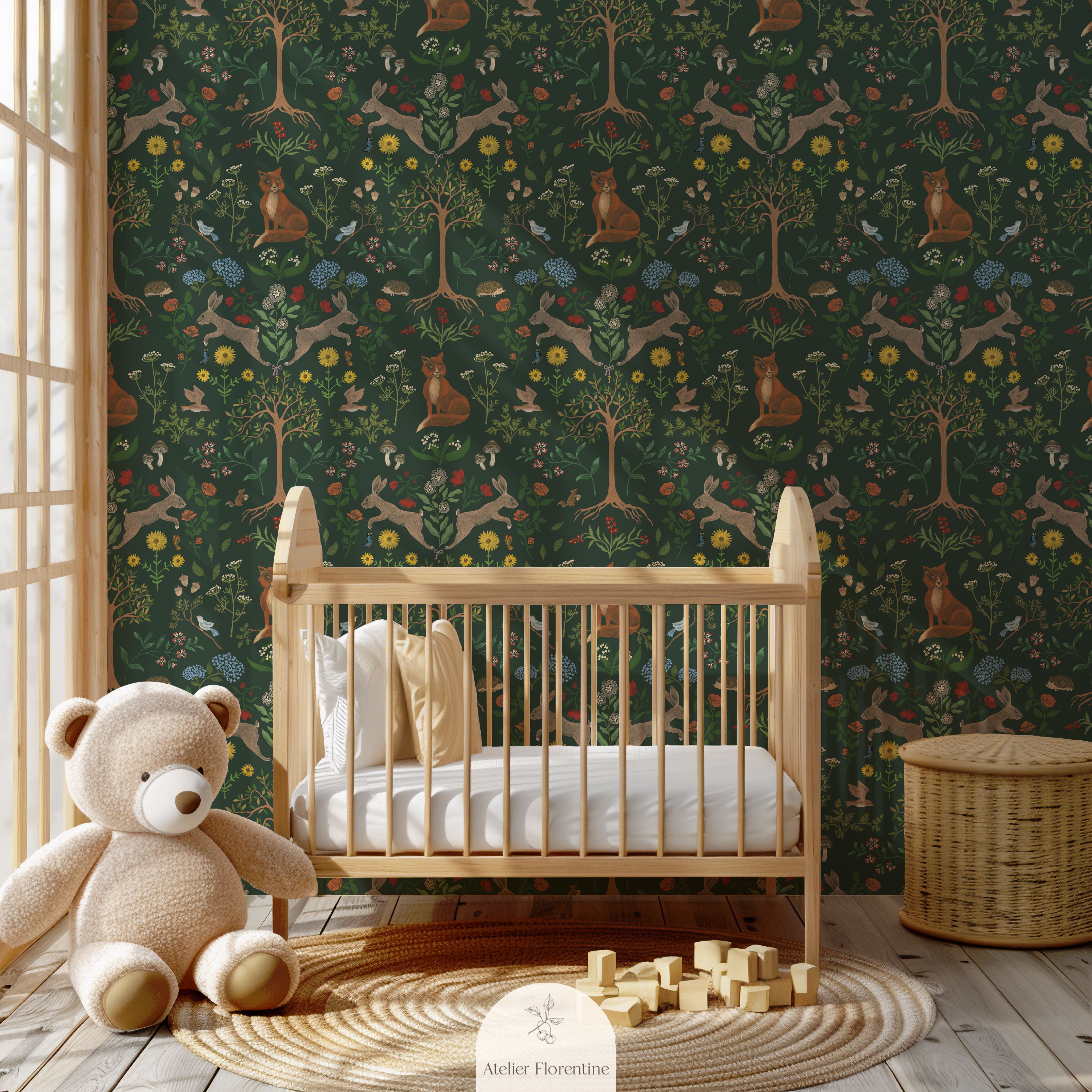 wallpaper forest animals children's wallpapers nursery decor