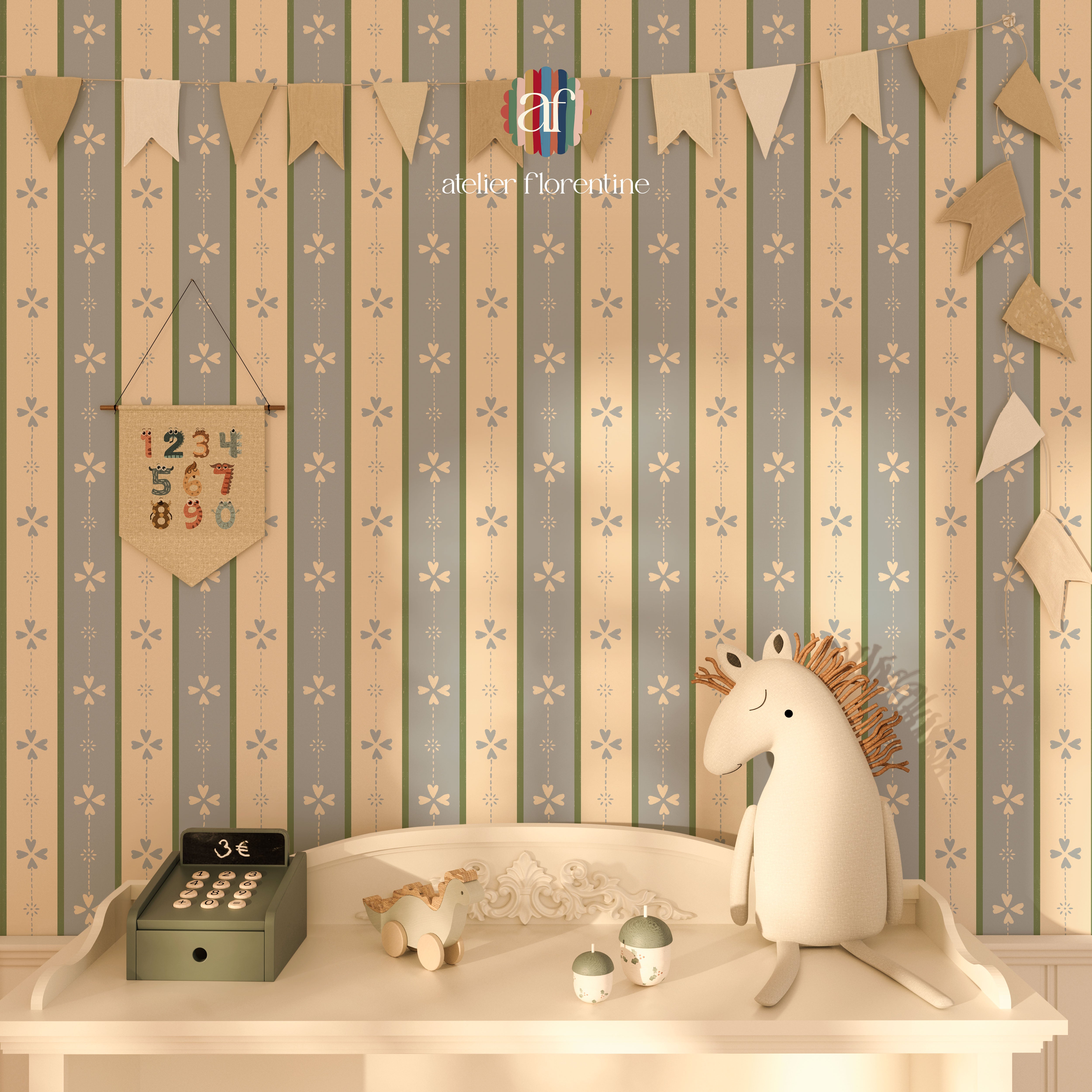 Cottage Stripe Wallpaper - Mix