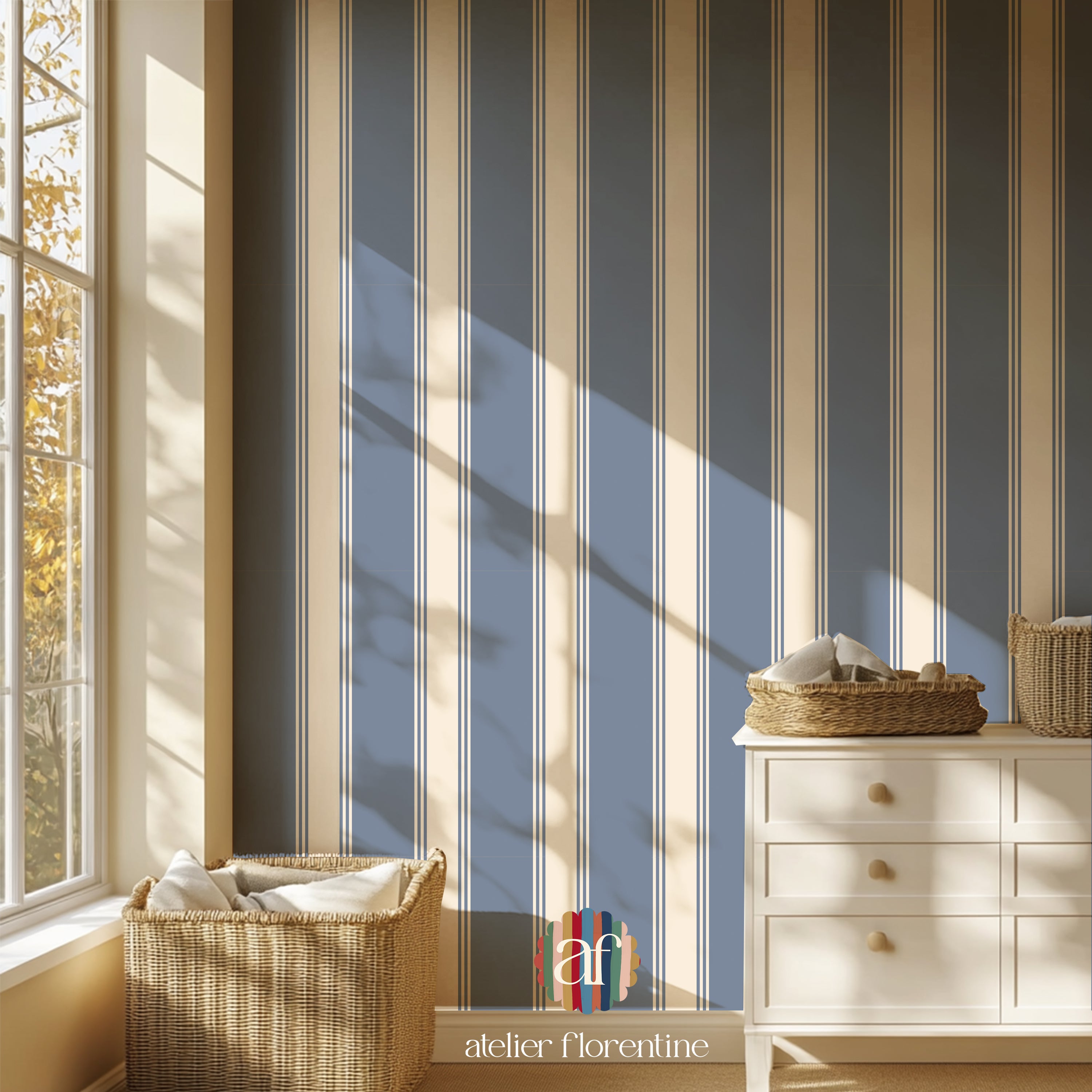 Double Striped Wallpaper - Blue