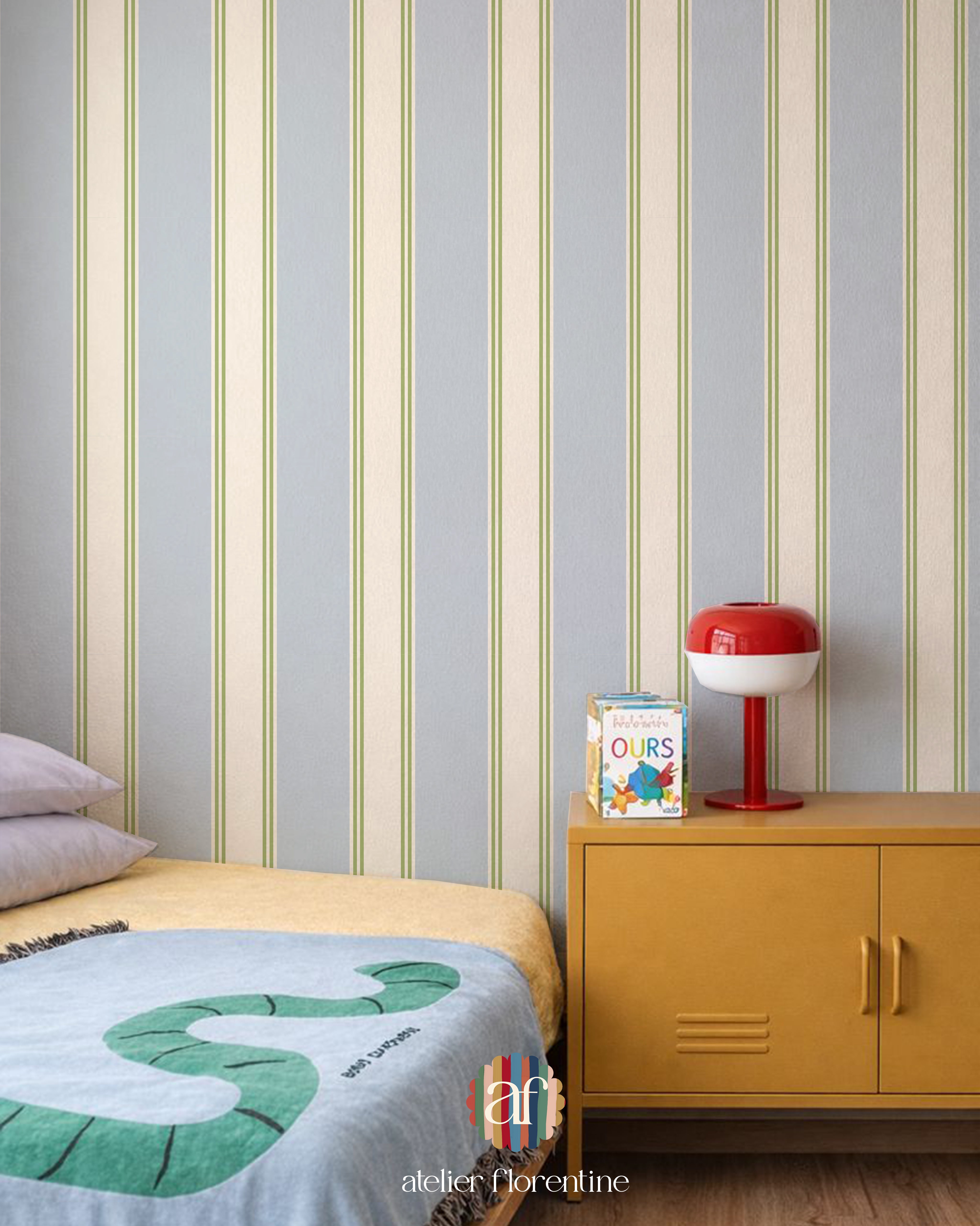 Double Striped Wallpaper - Blue and Green