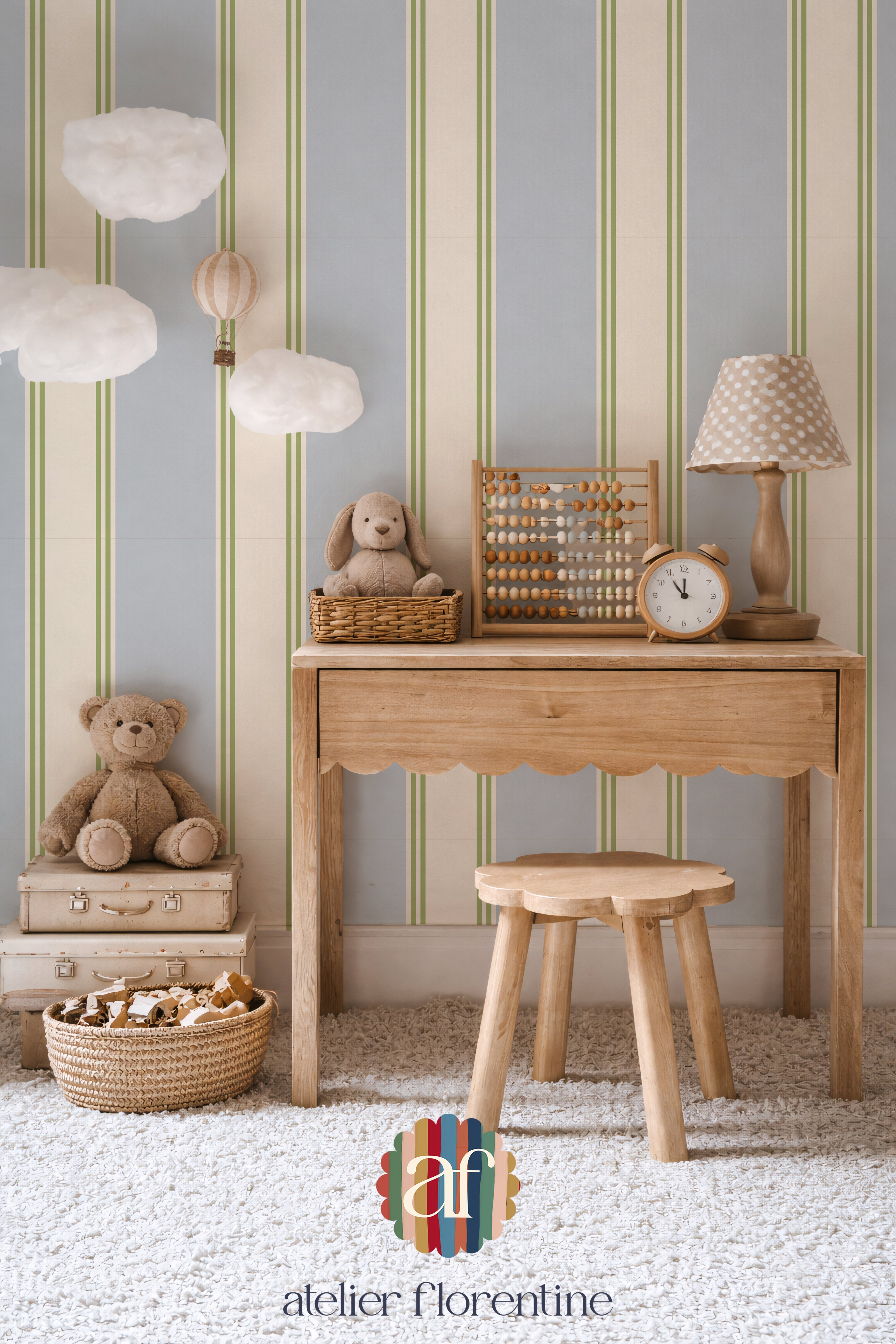 Double Striped Wallpaper - Blue and Green