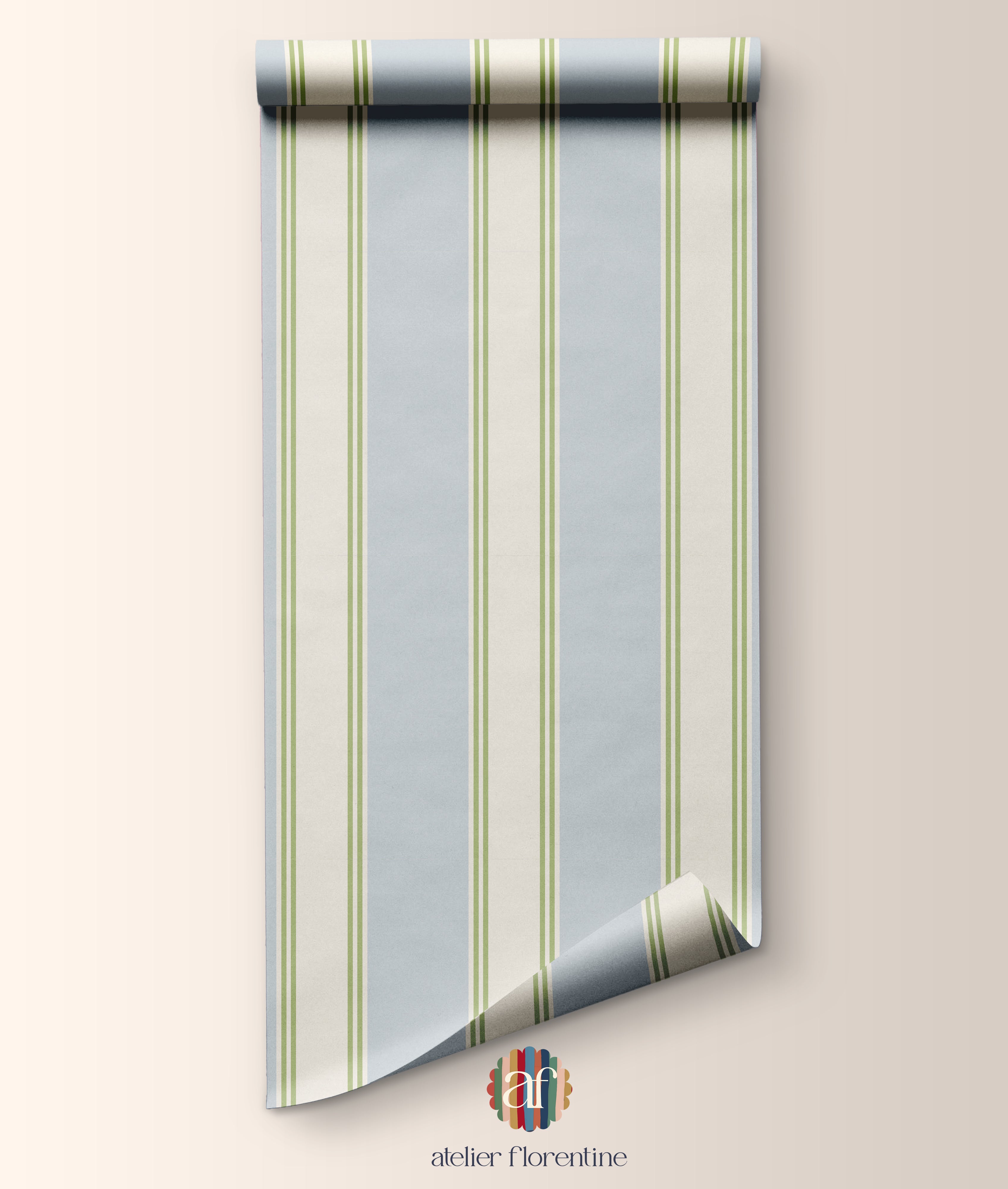 Double Striped Wallpaper - Blue and Green