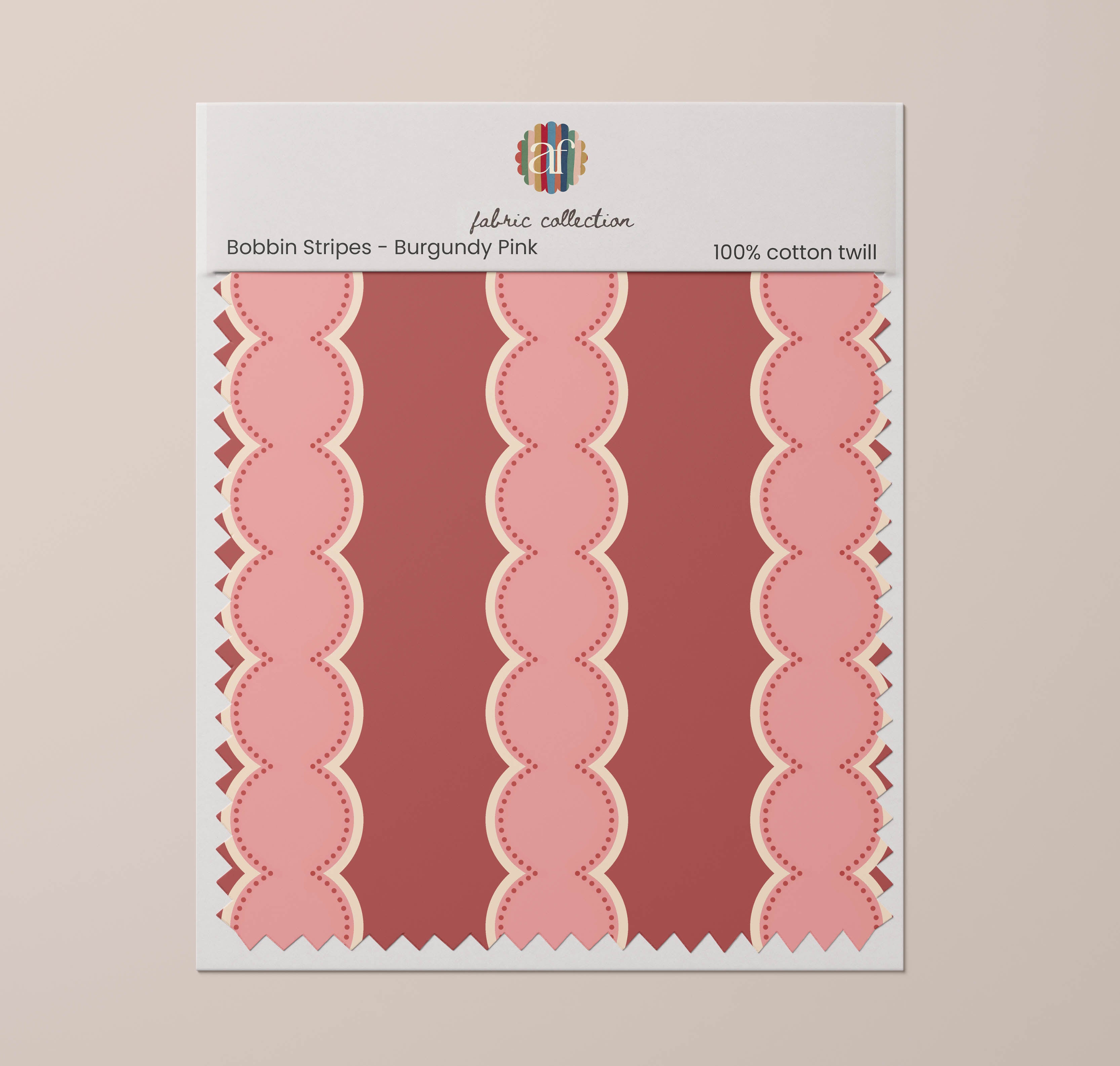 Nursery Fabric - Bobbin Stripe Burgundy Pink