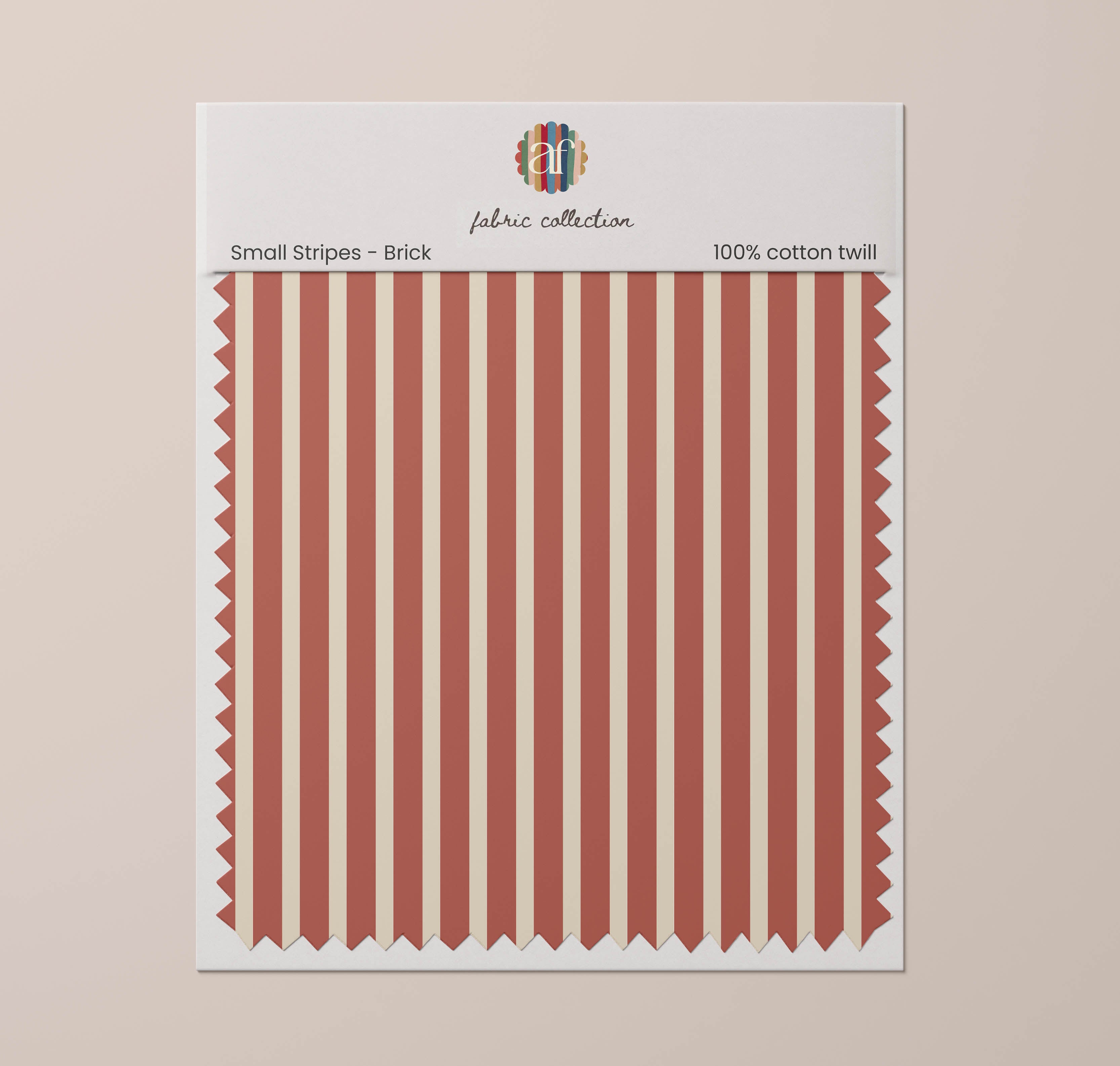Nursery Fabric - Small Stripes Brick