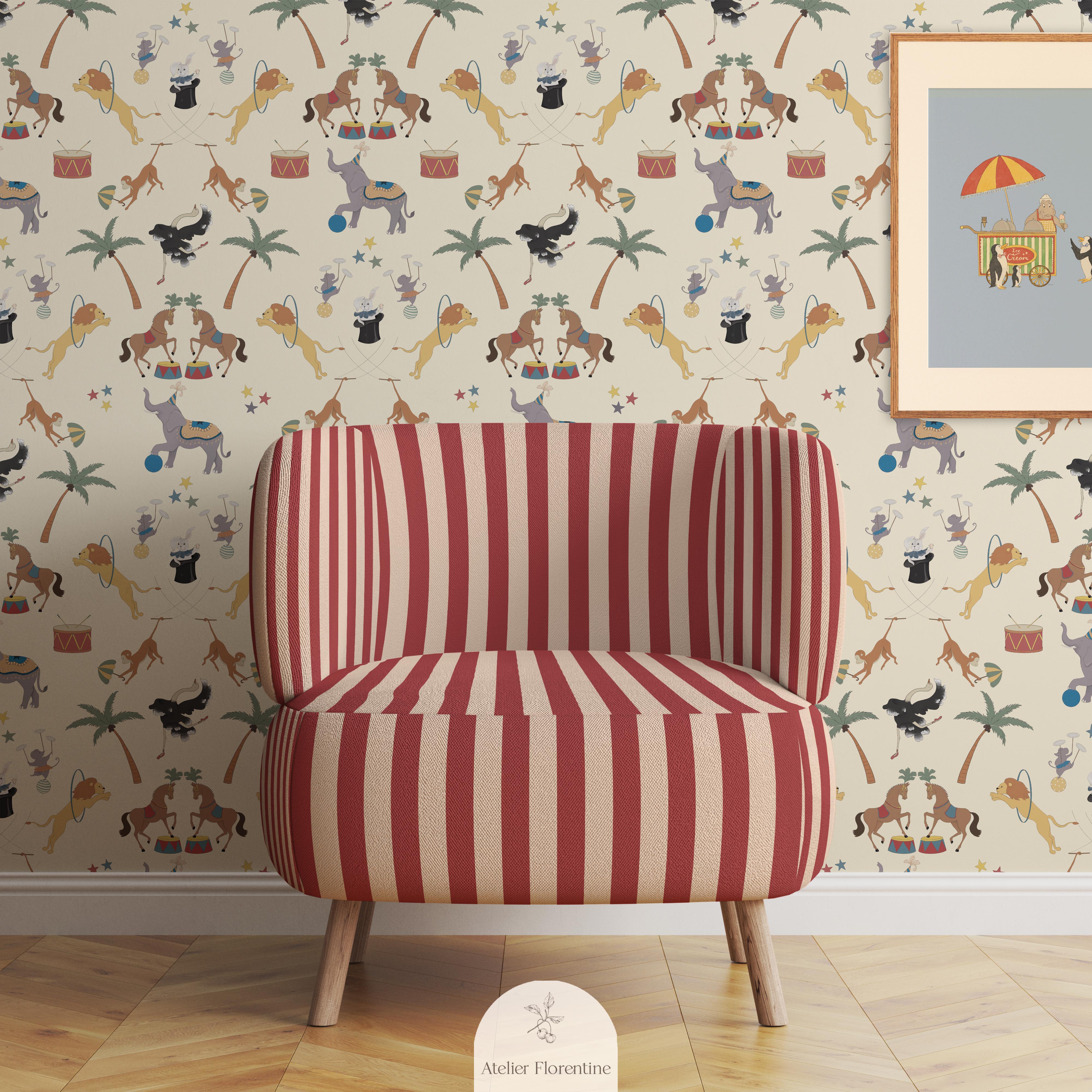 Circus wallpaper for kids and nursery. Children's wallpapers animals