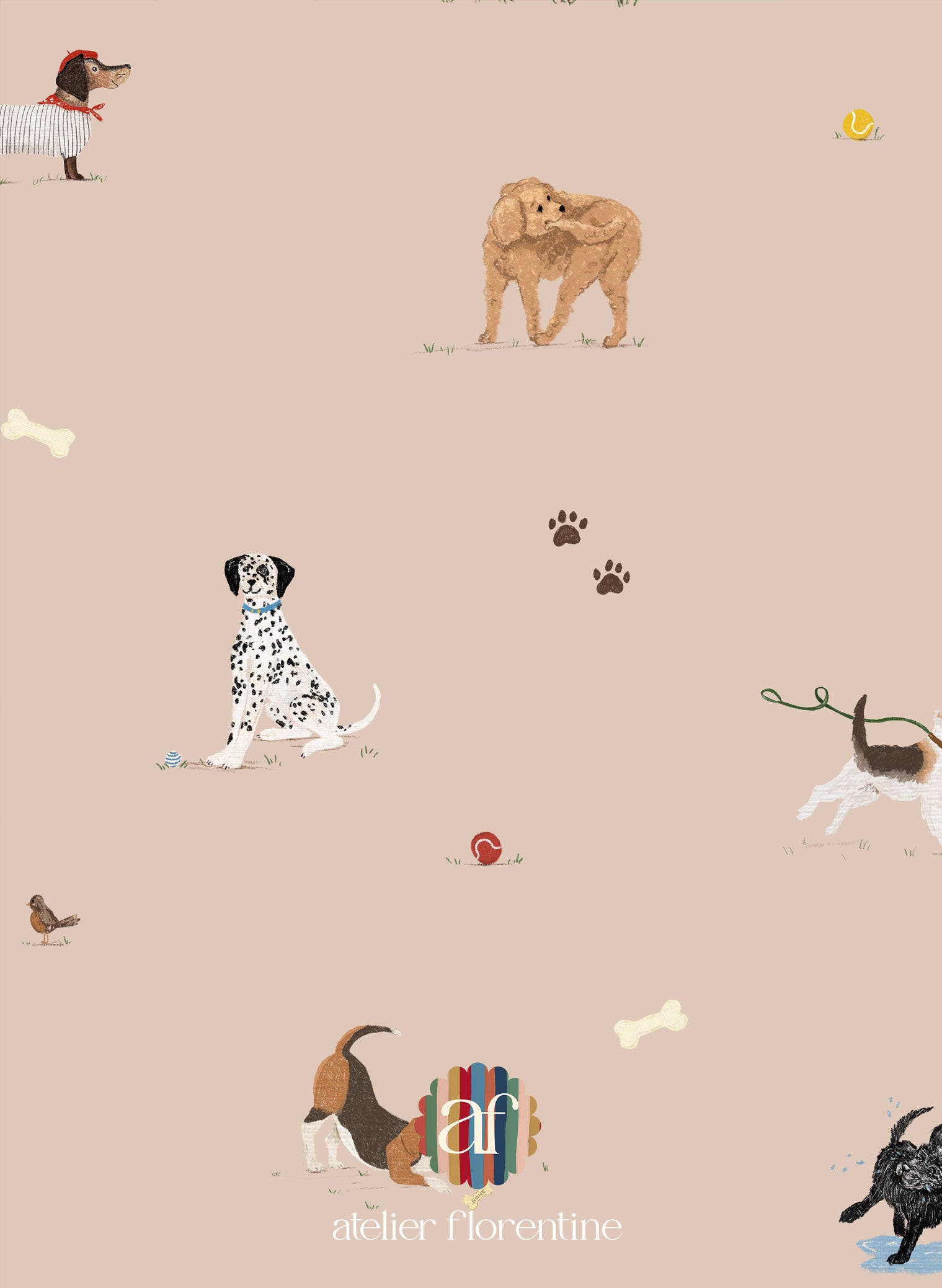 Playful Dog Wallpaper for Kids and Children’s Rooms