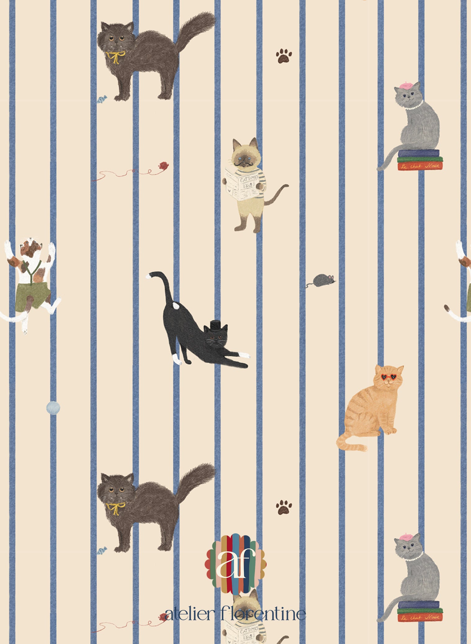 Cat wallpaper for children’s rooms – playful nursery wallpaper with cute kittens.