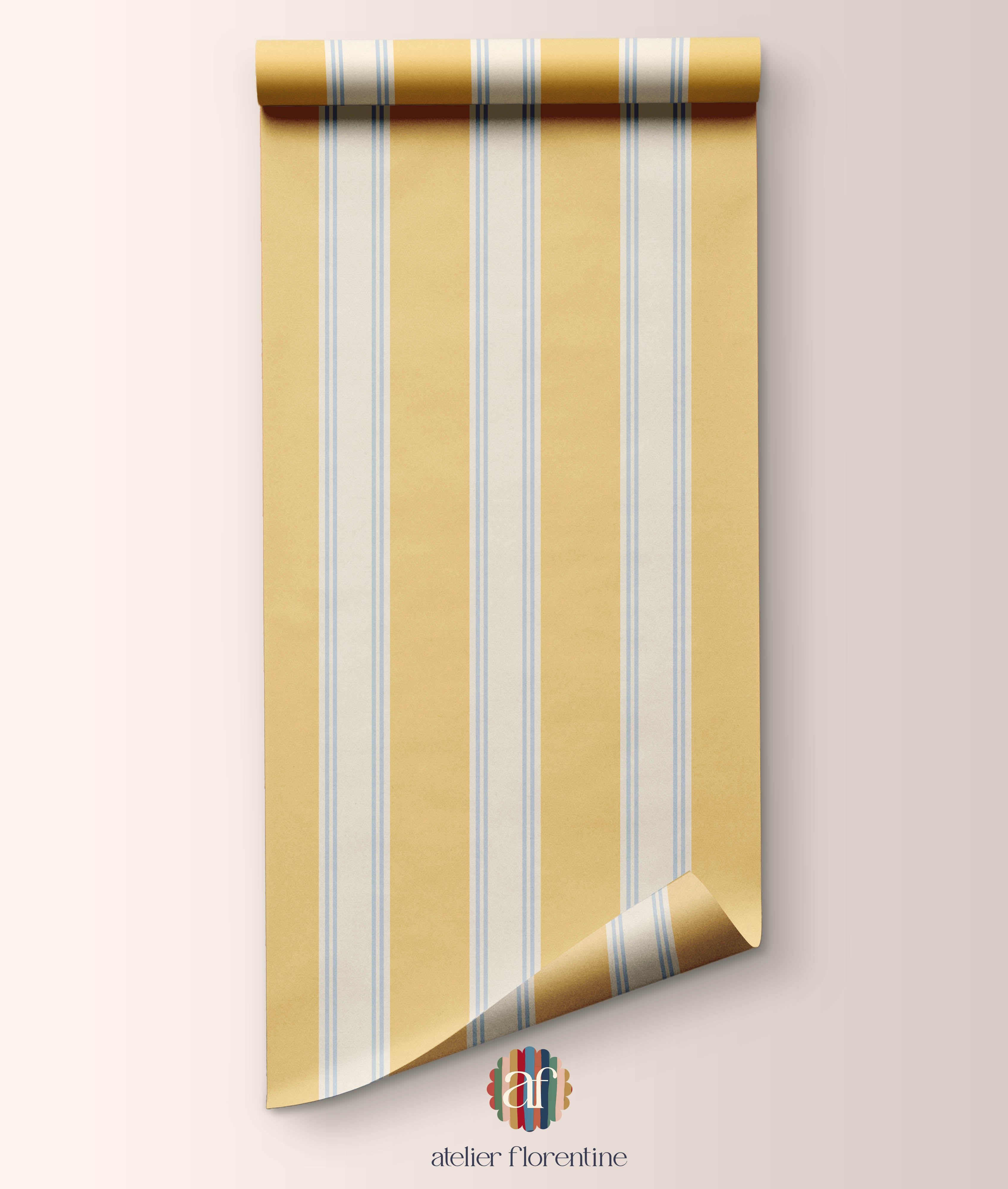 Double Striped Wallpaper - Yellow Blue