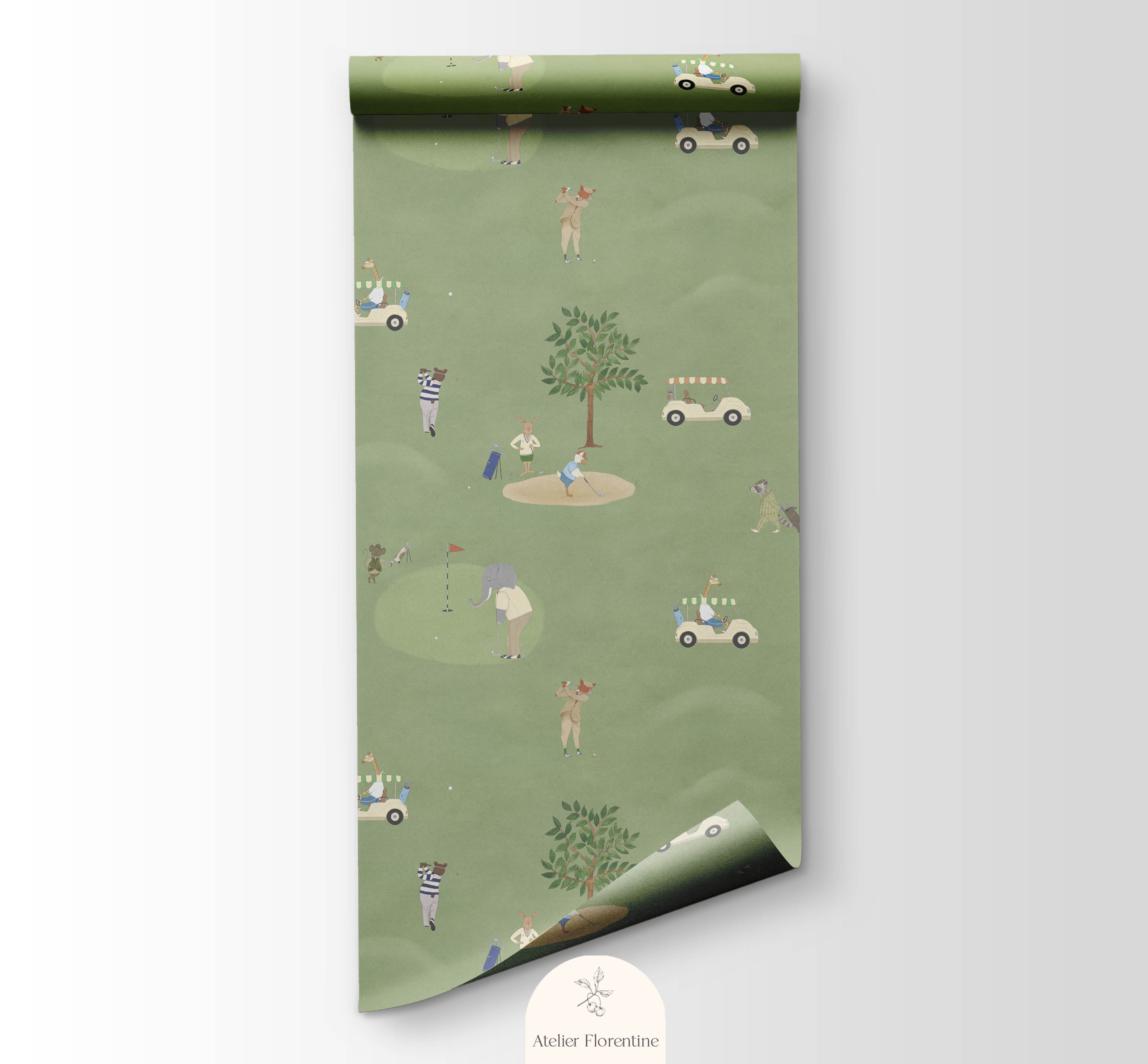 Children's wallpaper golf animals wallpaper for kids nursery boys room