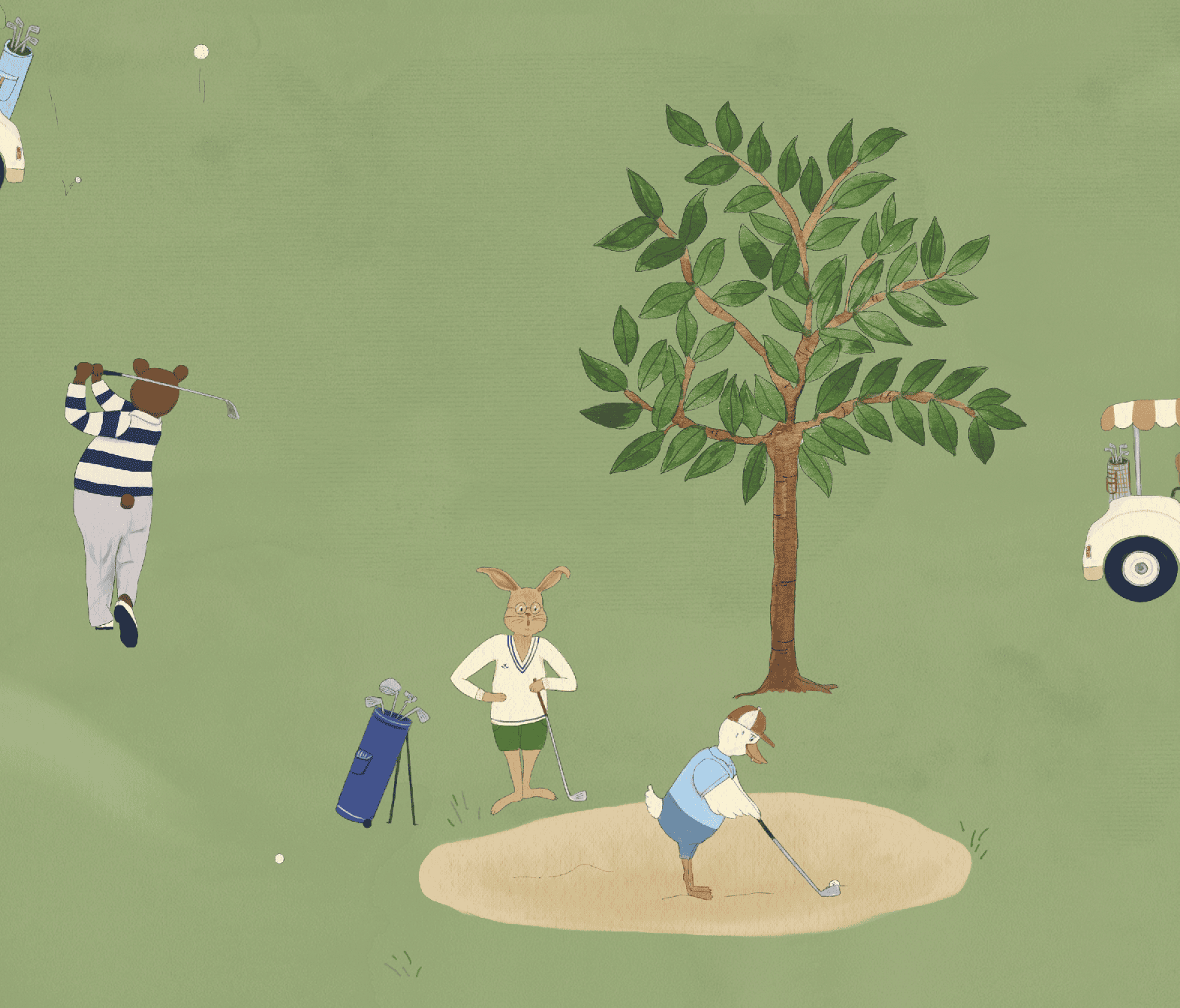 Children's wallpaper golf animals wallpaper for kids nursery boys room