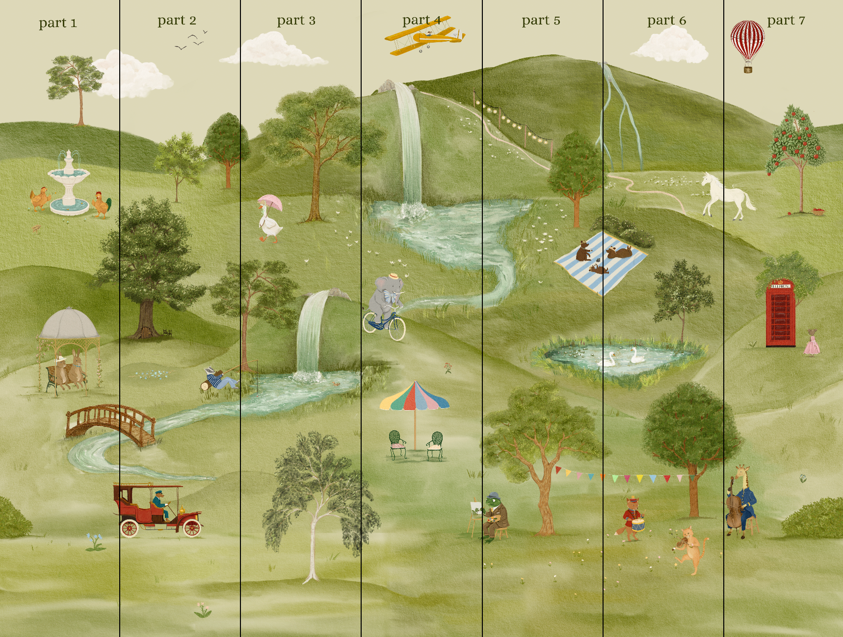 nursery wallpaper mural kids wallpapers childrens room Lake District Beatrix potter