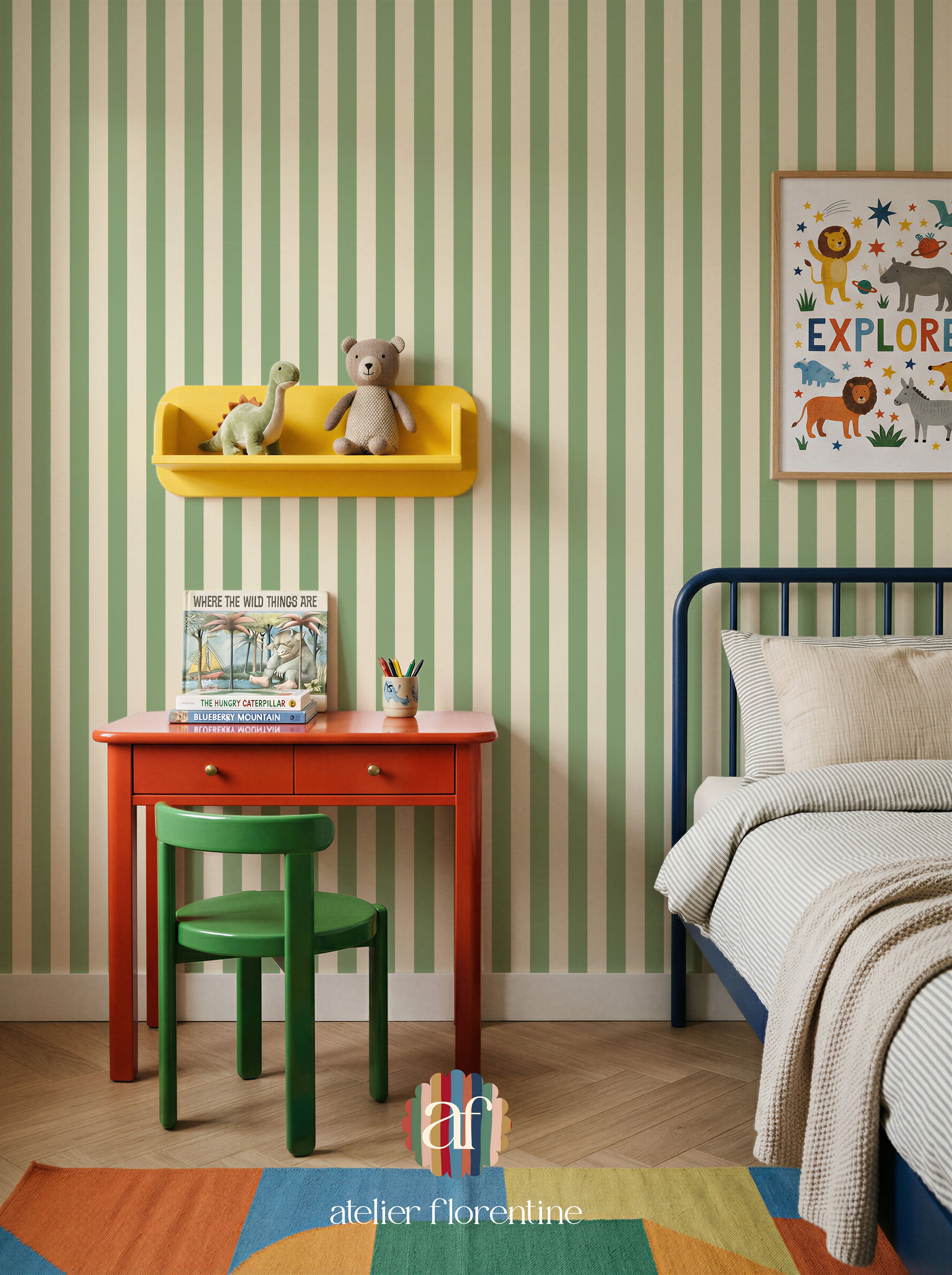 Small Stripes Wallpaper - Green