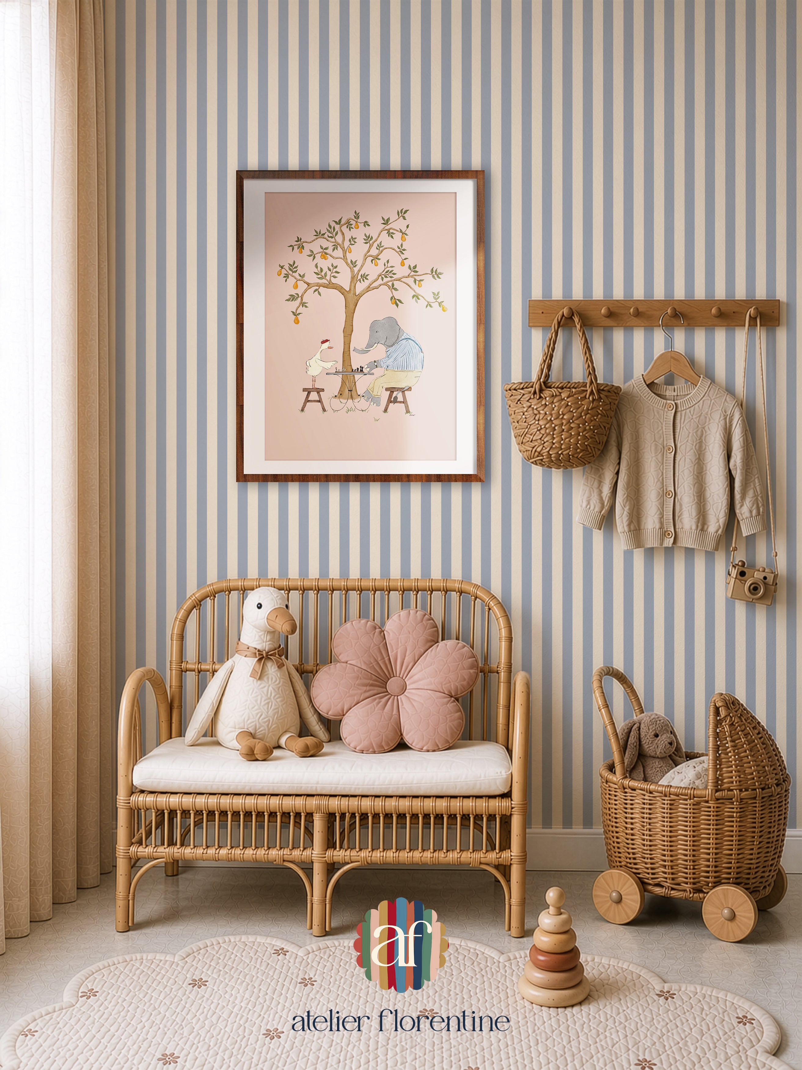 Small Stripes Wallpaper - Ocean Blue