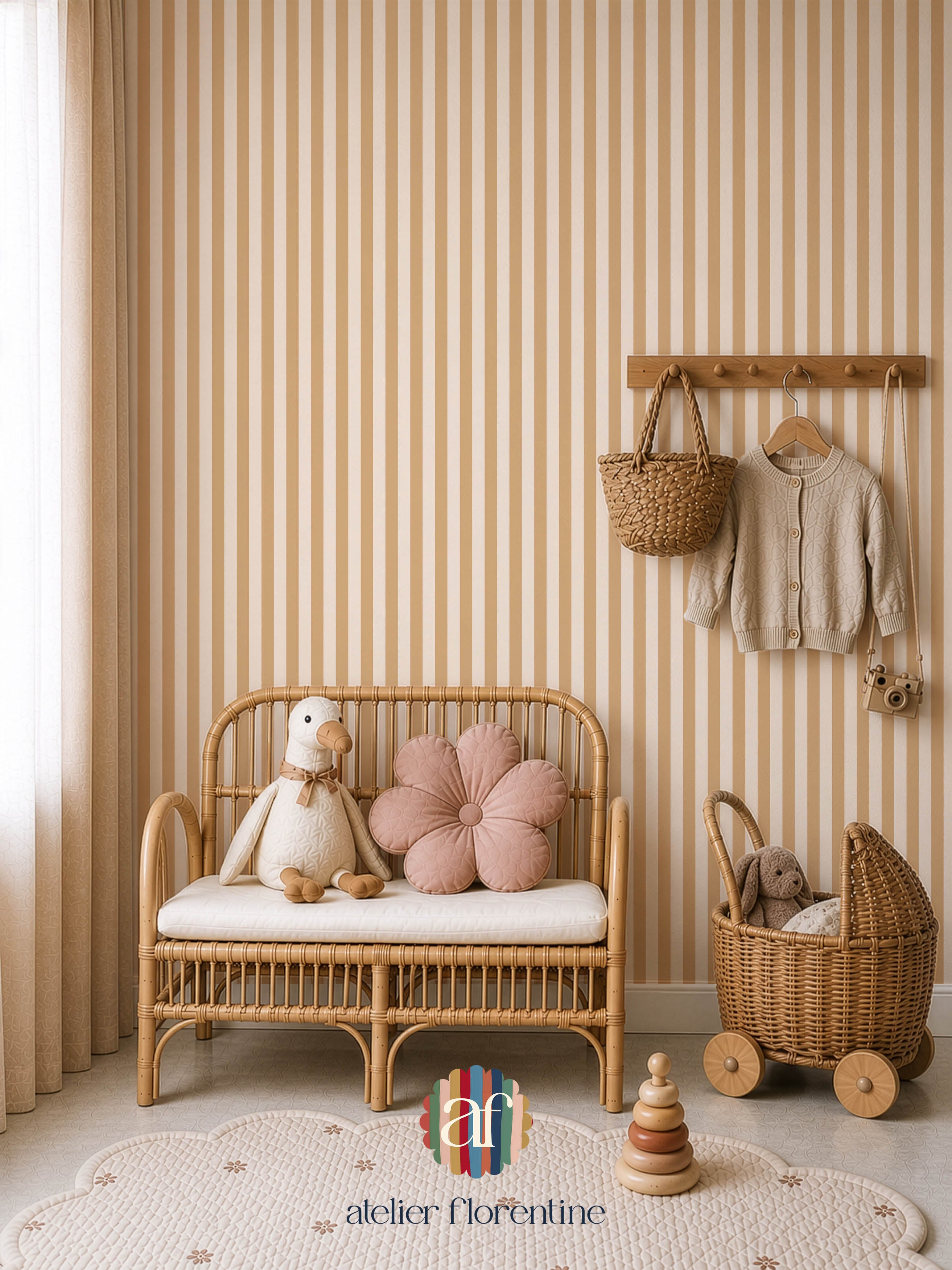 Small Stripes Wallpaper - Sand