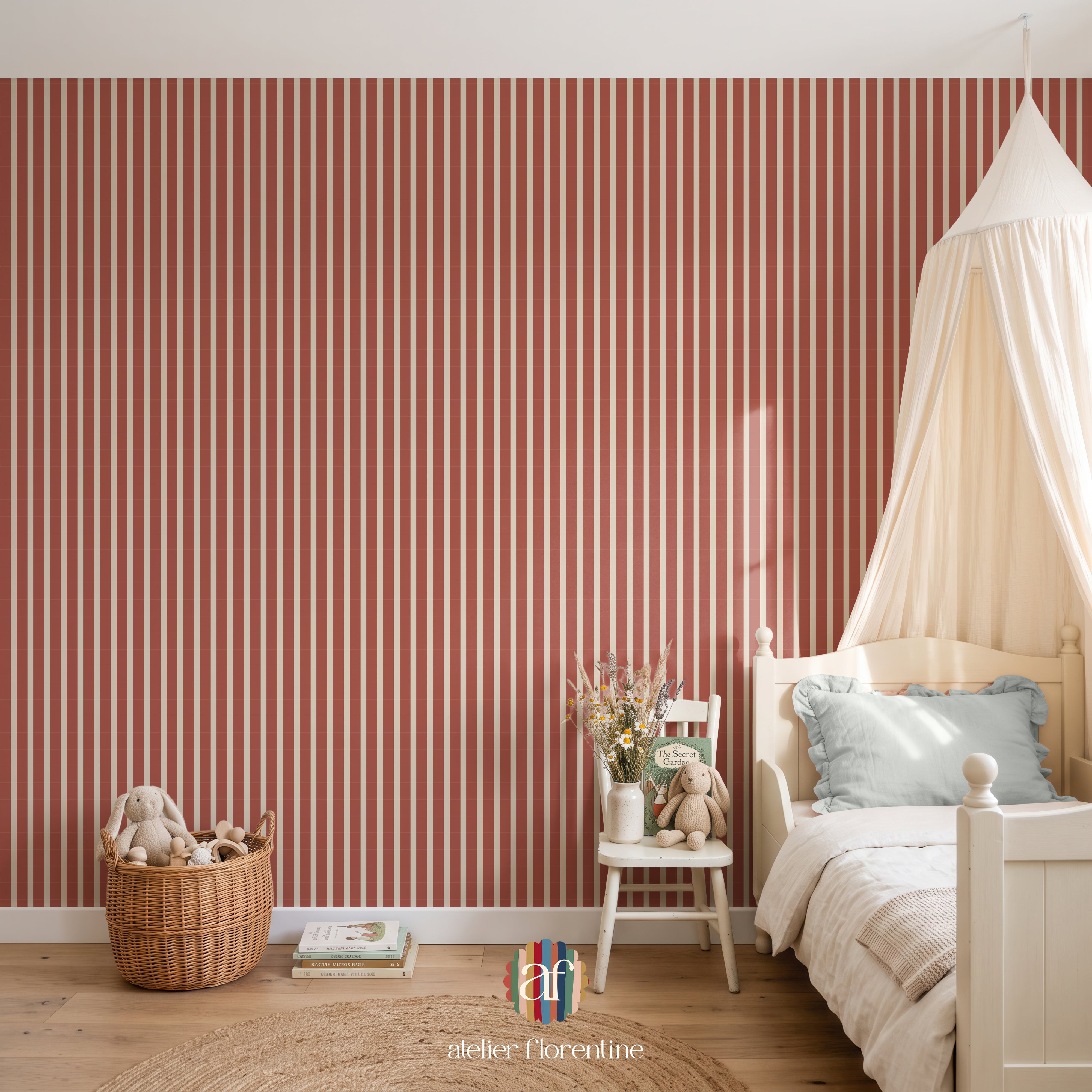 Small Stripes Wallpaper - Brick
