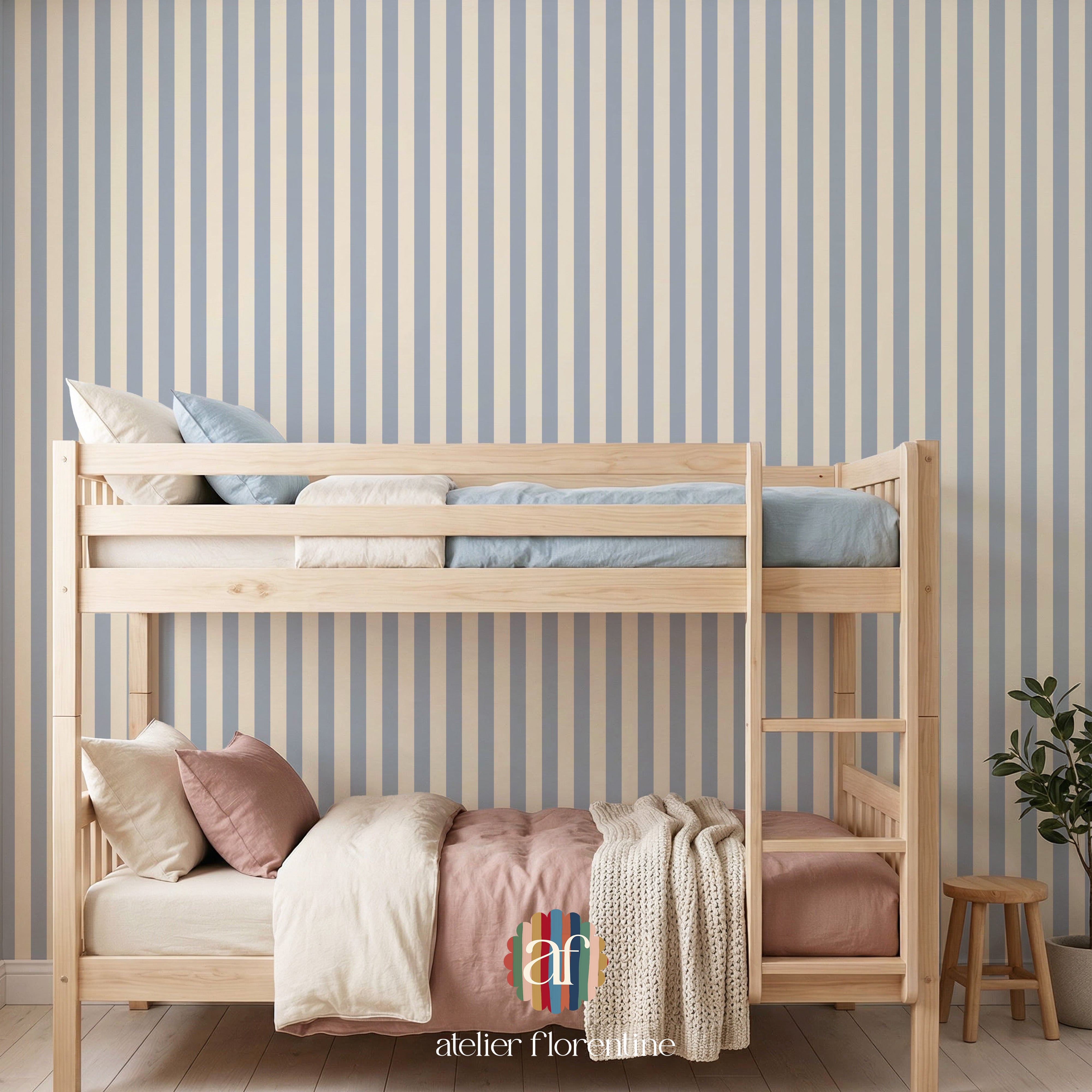 Small Stripes Wallpaper - Ocean Blue
