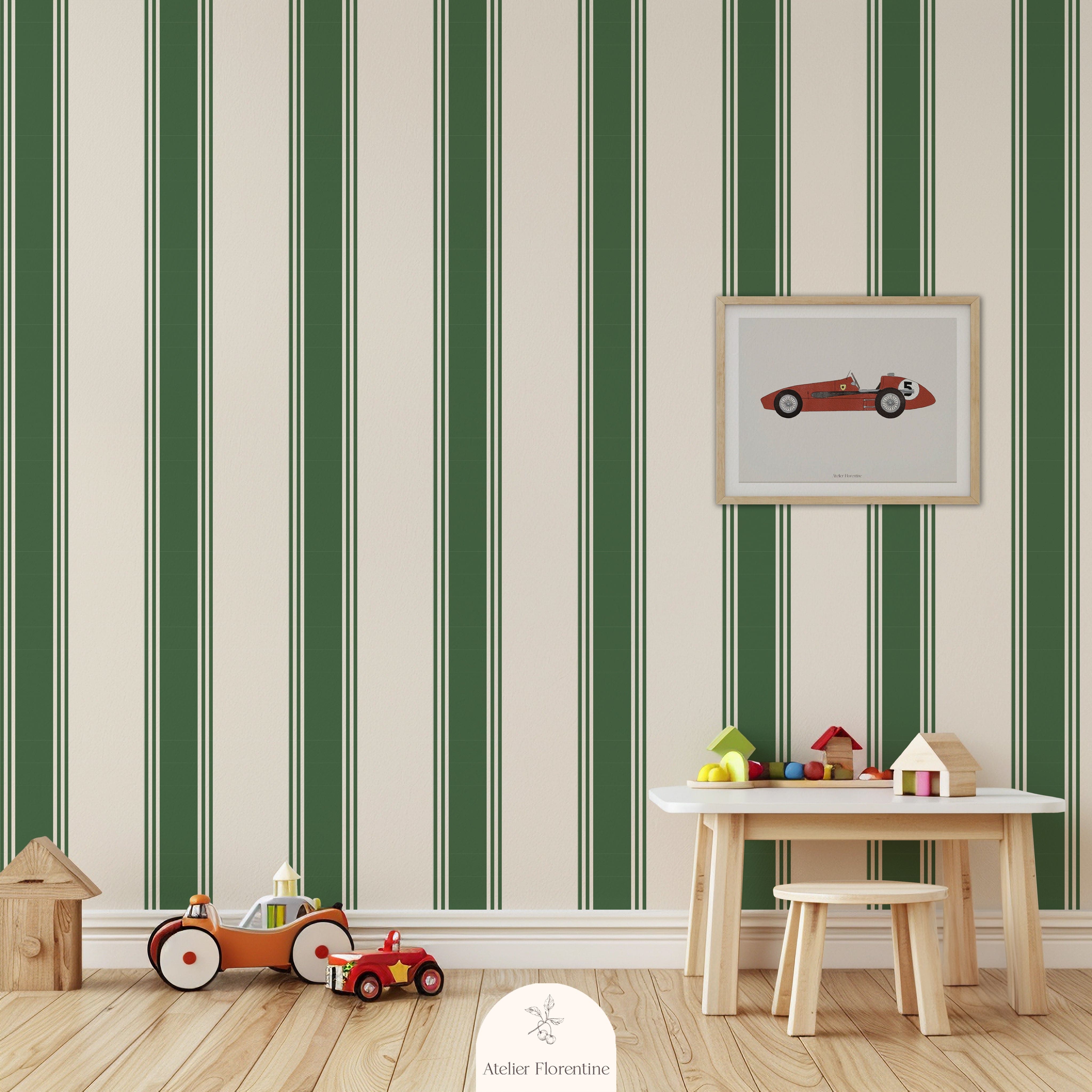 Green striped wallpaper children's wallpapers wallpaper for kids and nursery