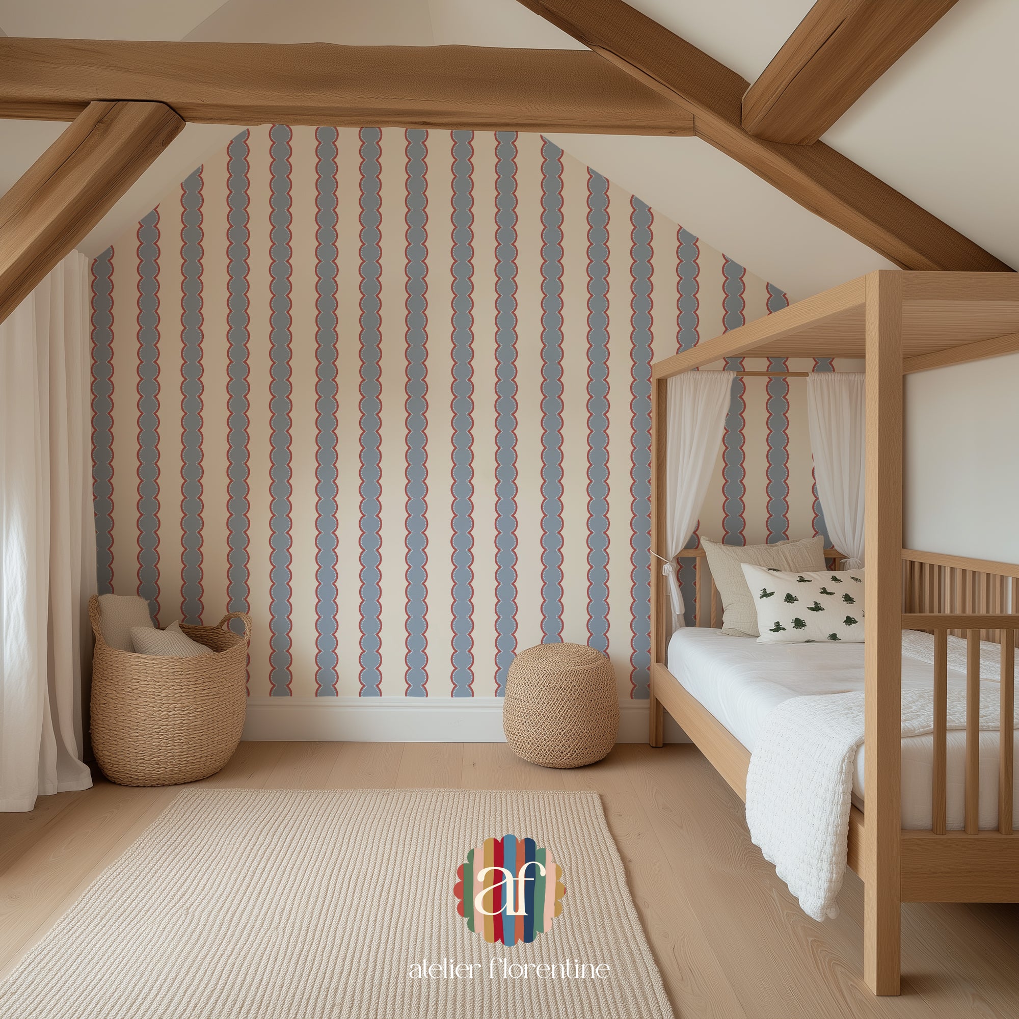 Children's wallpaper, wallpapers for kids, stripes, kids decoration, nursery decor