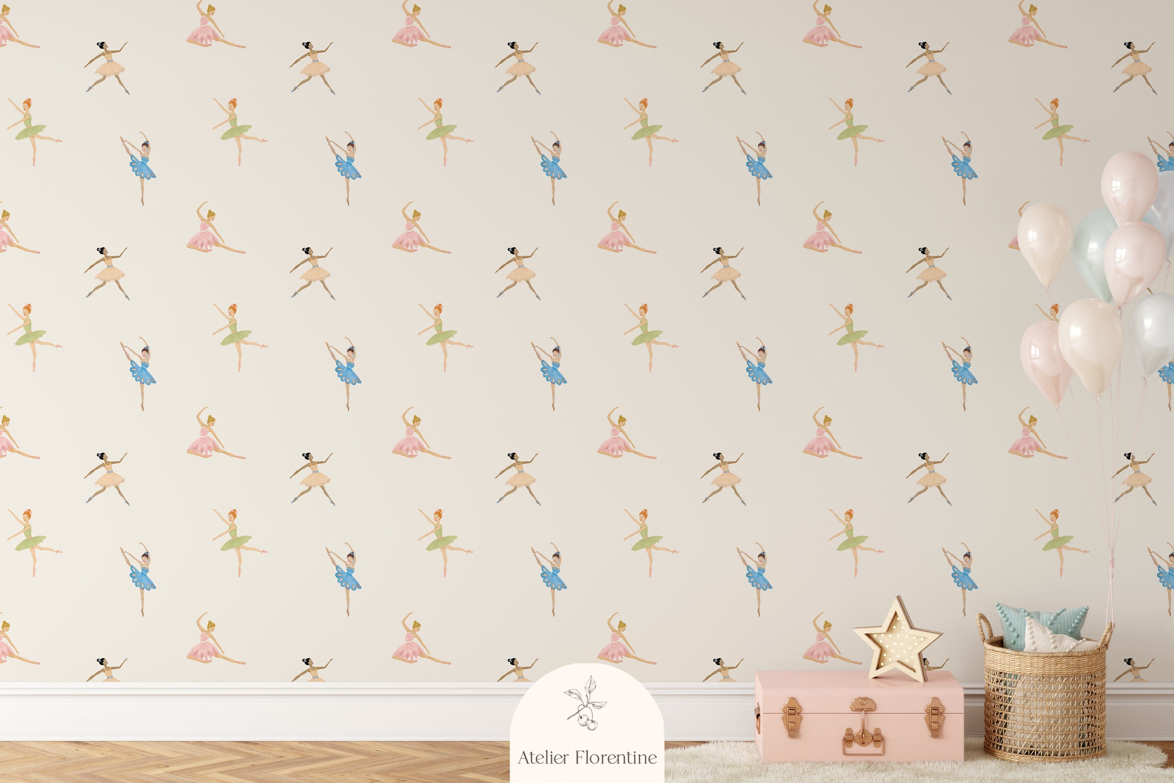 Childrens wallpaper ballerinas girls room wallpapers nursery 