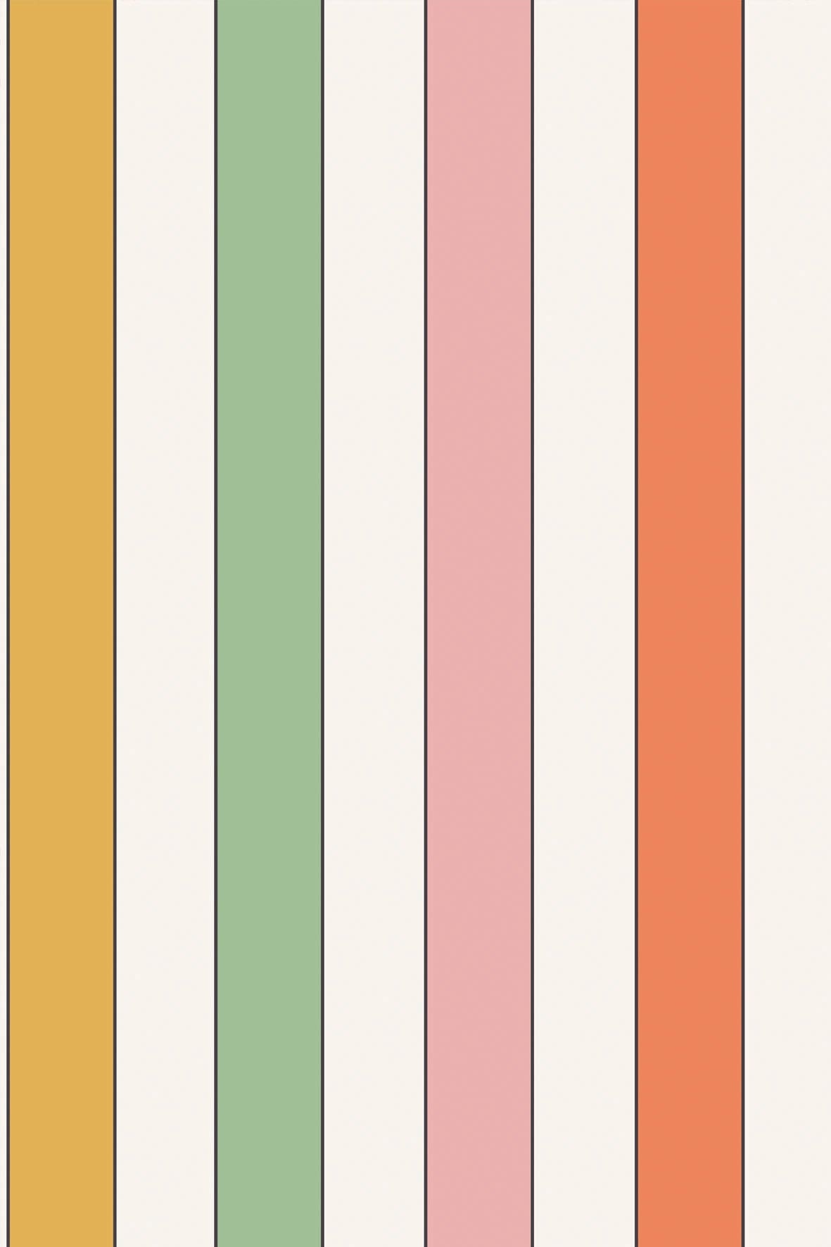 Nursery wallpaper, kids decor with colorful, striped wallpaper for children