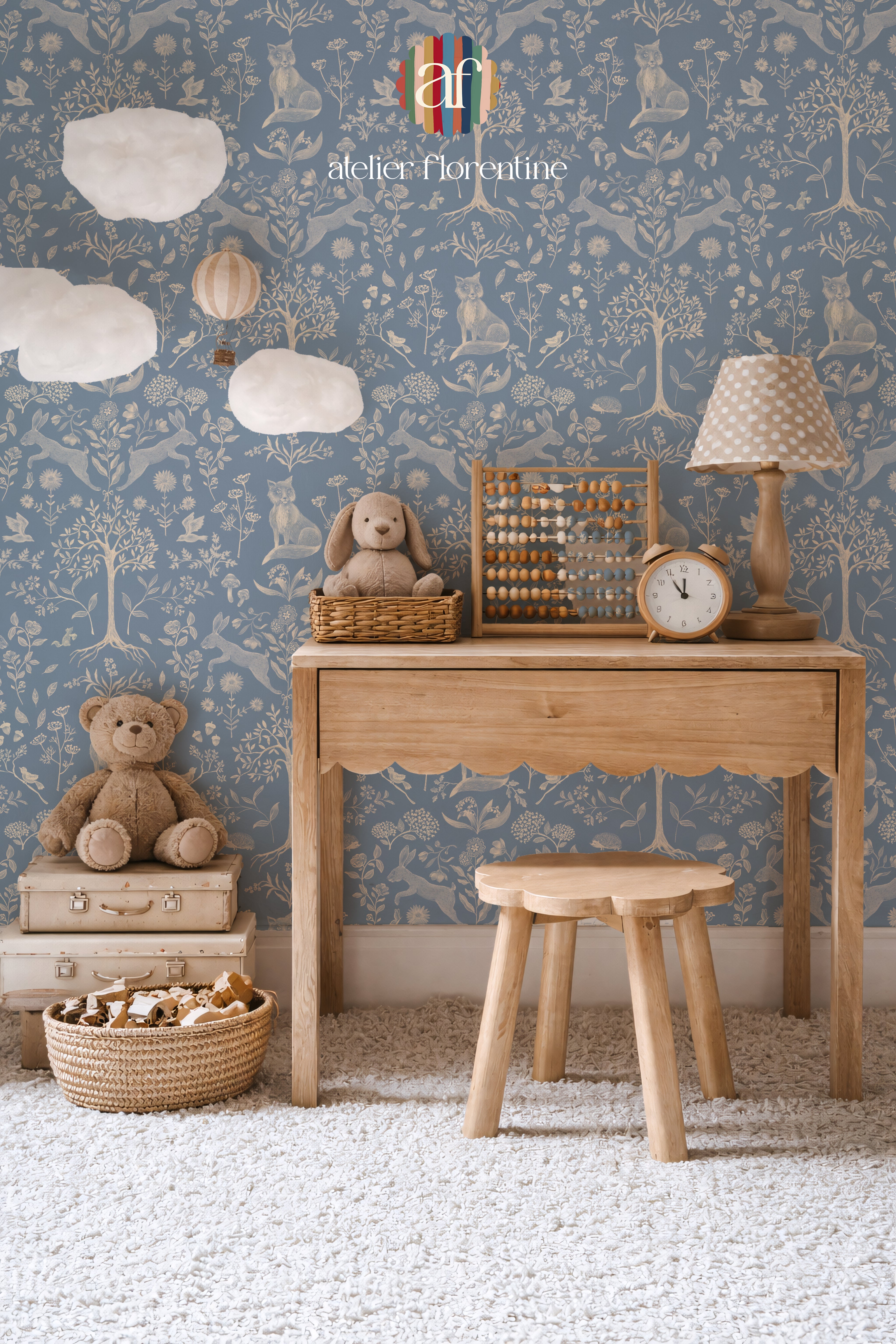 Forest Animals Wallpaper - Blue