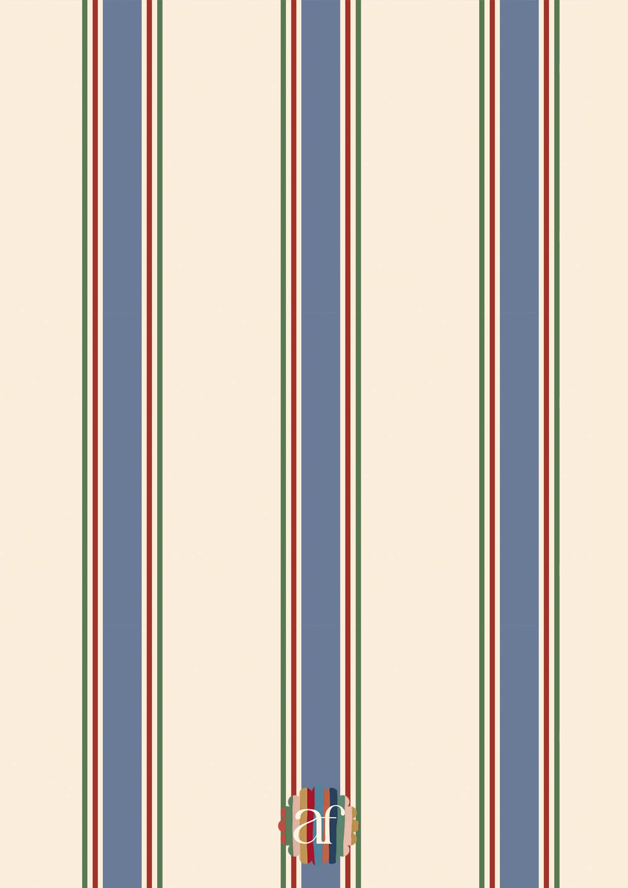 College Stripe Wallpaper -Blue, Red and Cream