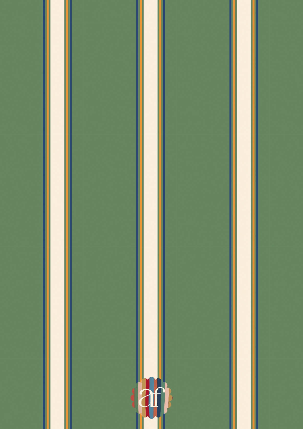 College Stripe Wallpaper - Cream and Green