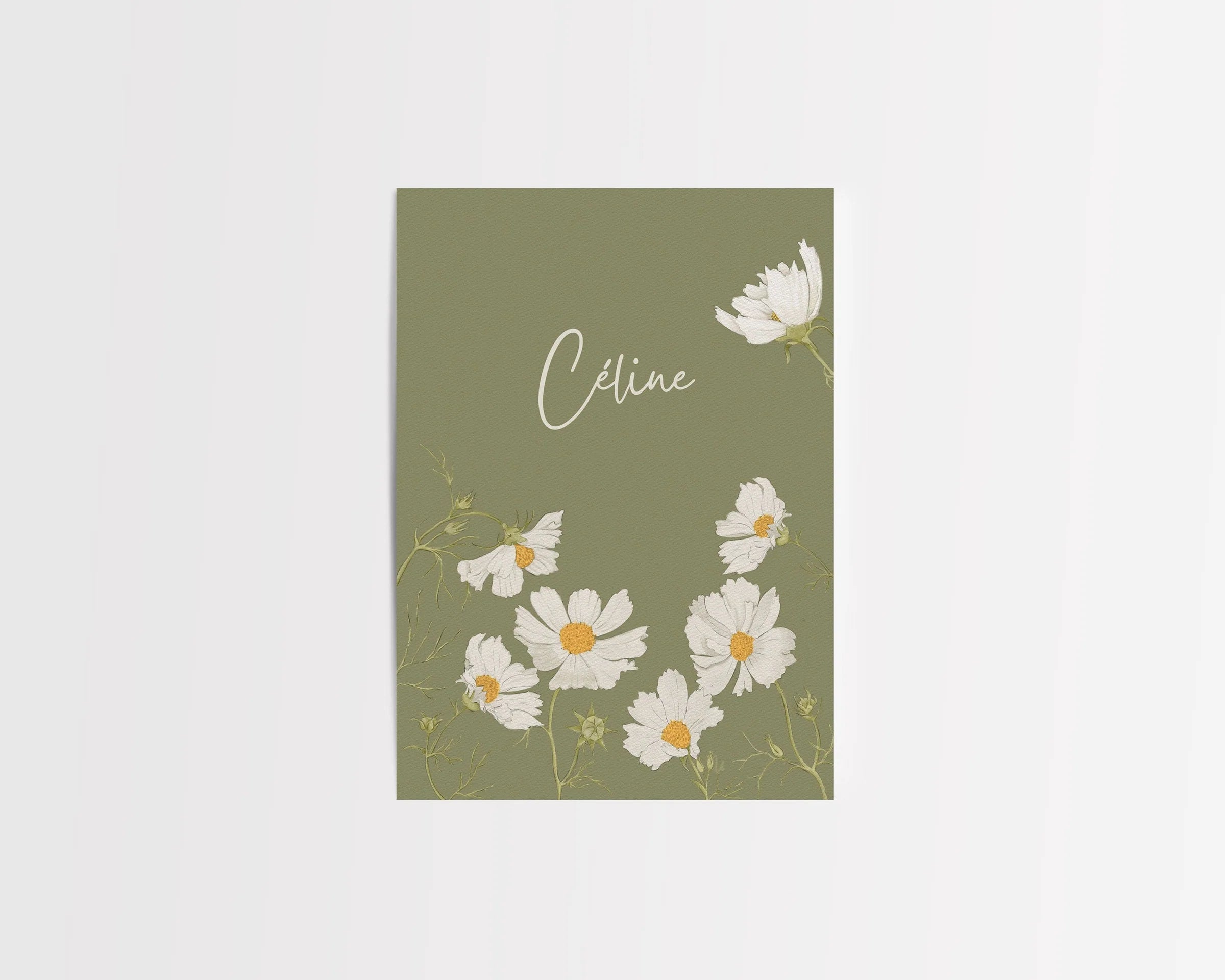 Sample Birth White Flowers Card