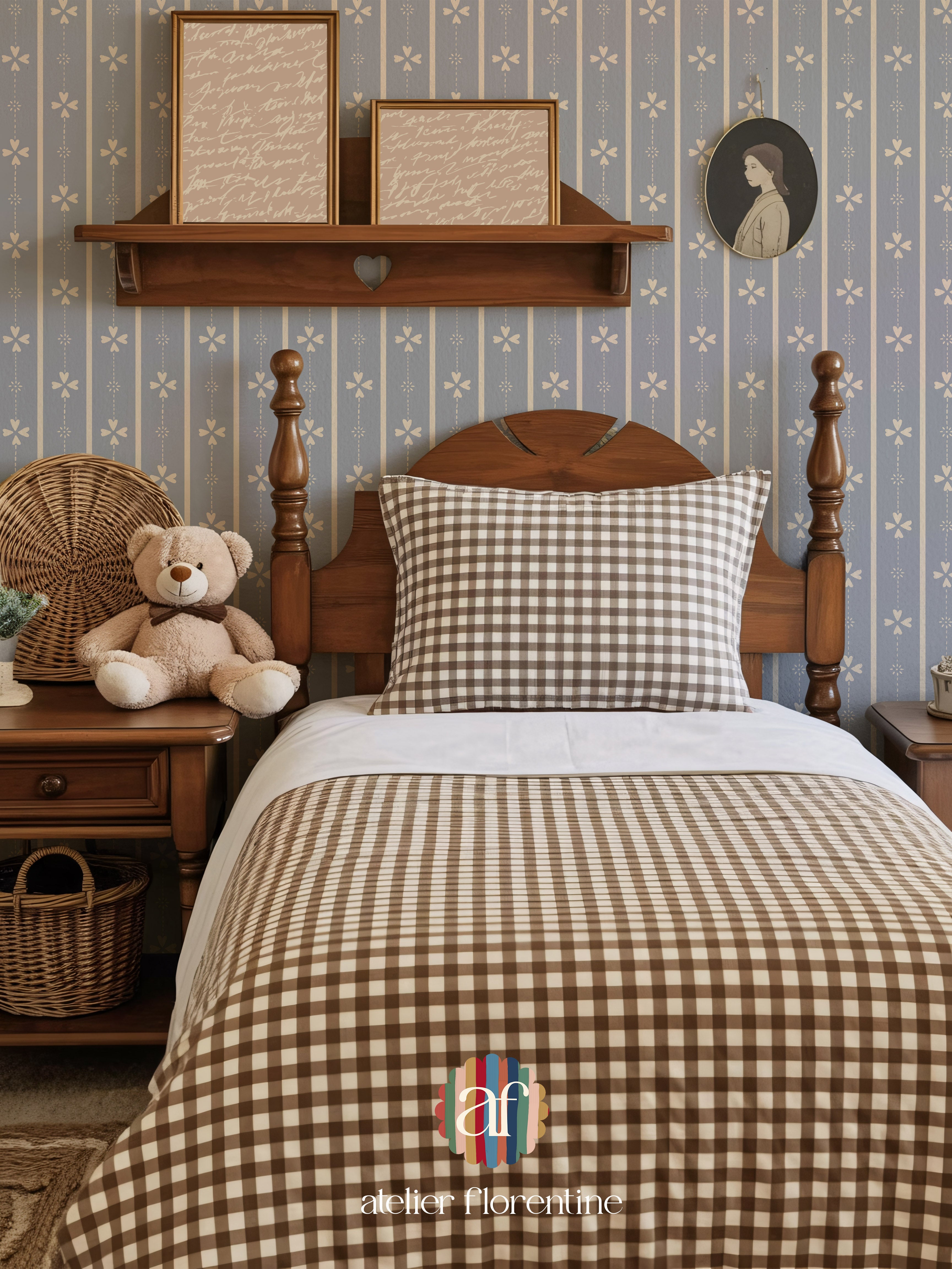 Cottage Stripe Wallpaper - Blue & Cream