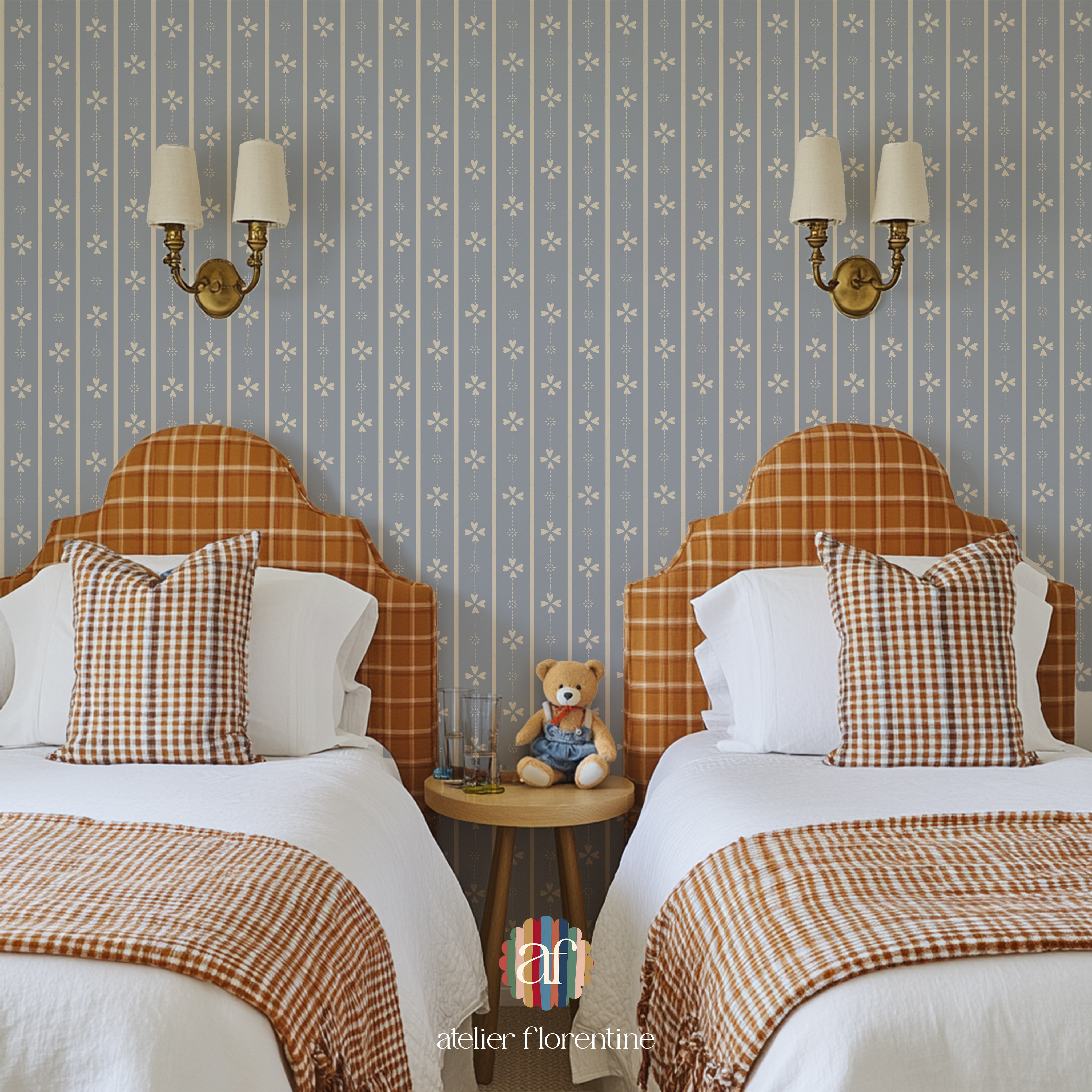Cottage Stripe Wallpaper - Blue & Cream