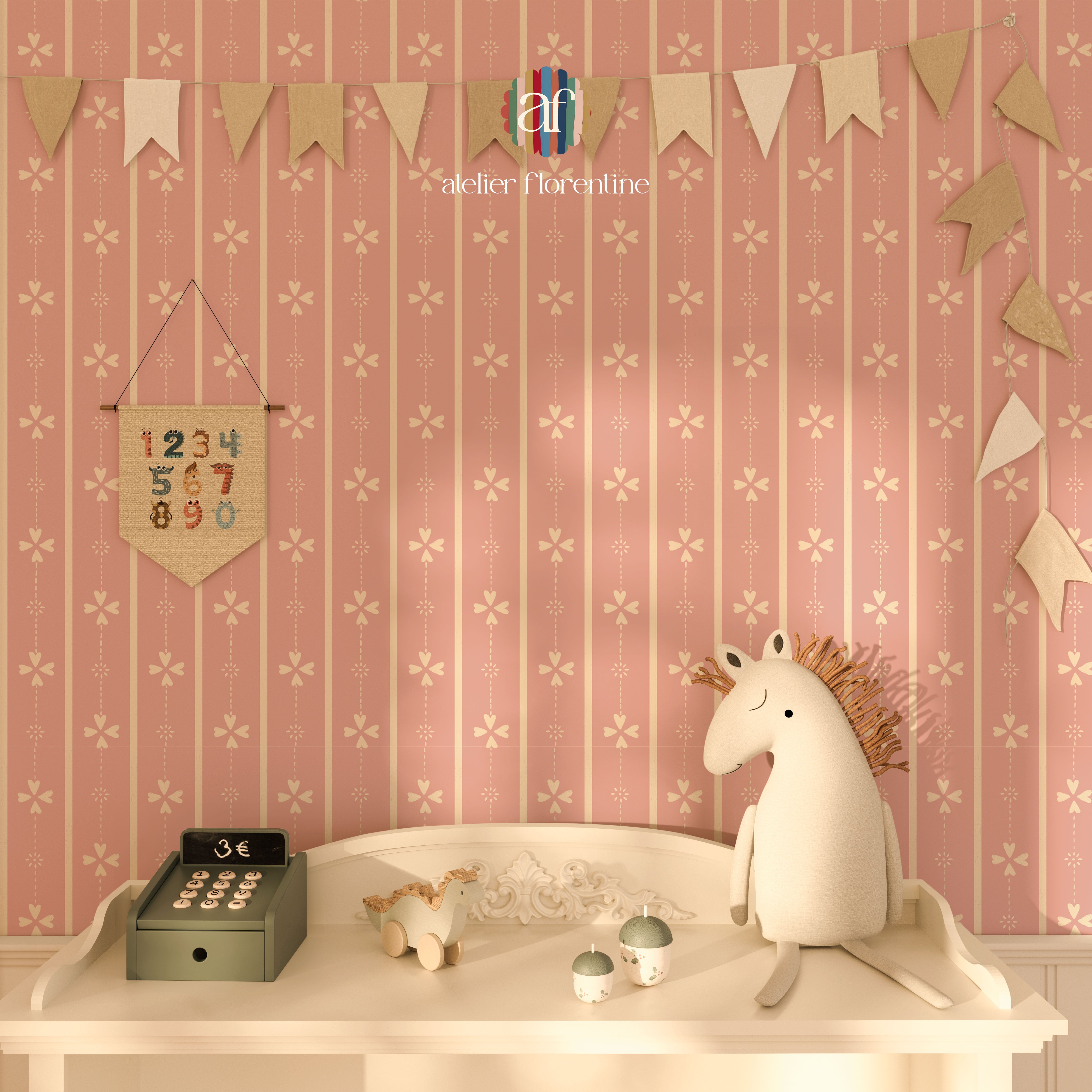 Cottage Stripe Wallpaper - Pink