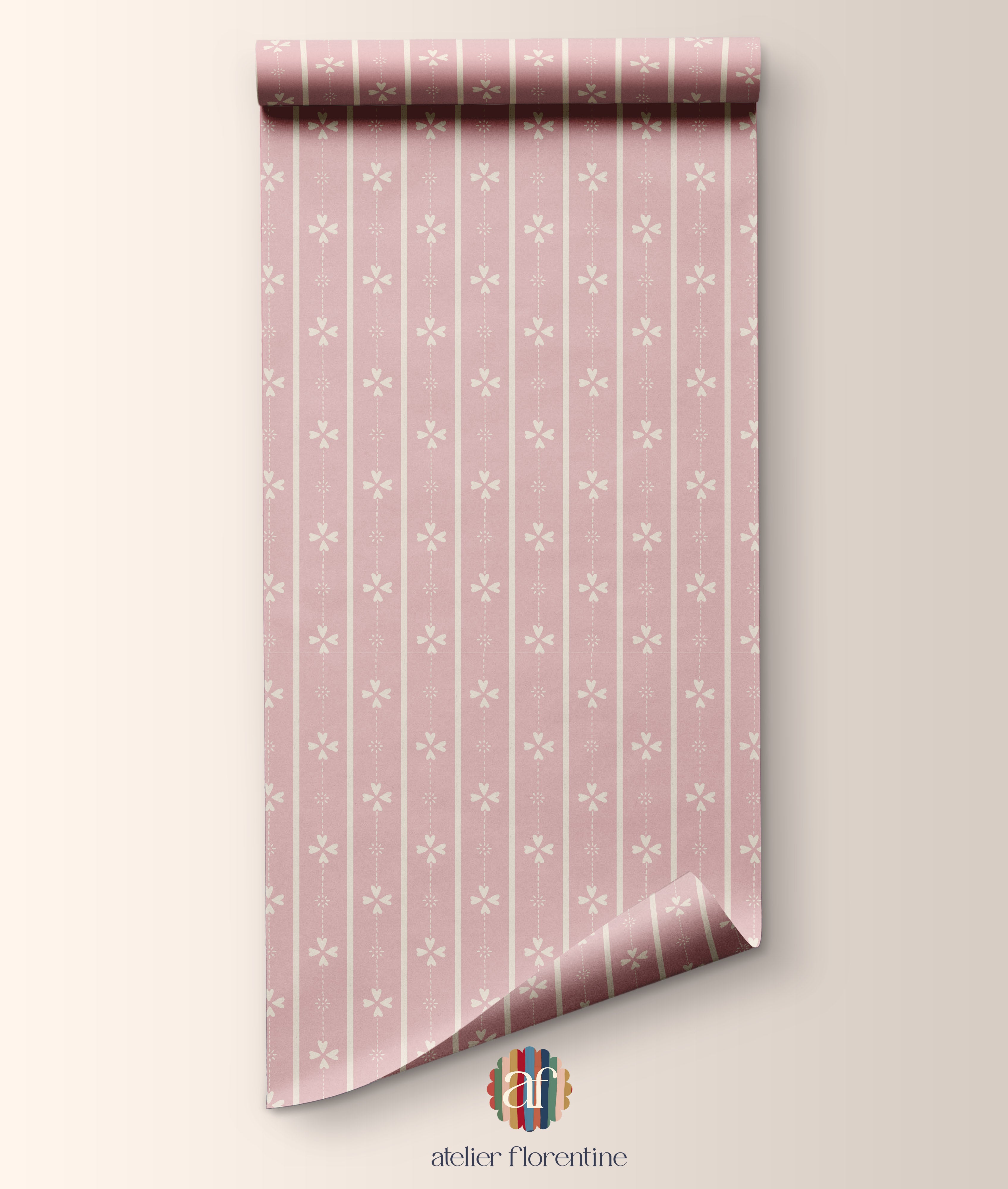 Cottage Stripe Wallpaper - Pink
