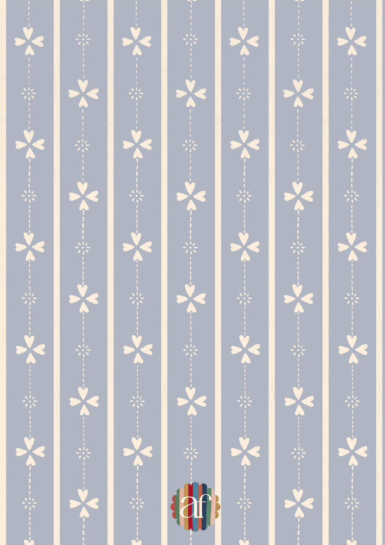 Cottage Stripe Wallpaper - Blue & Cream