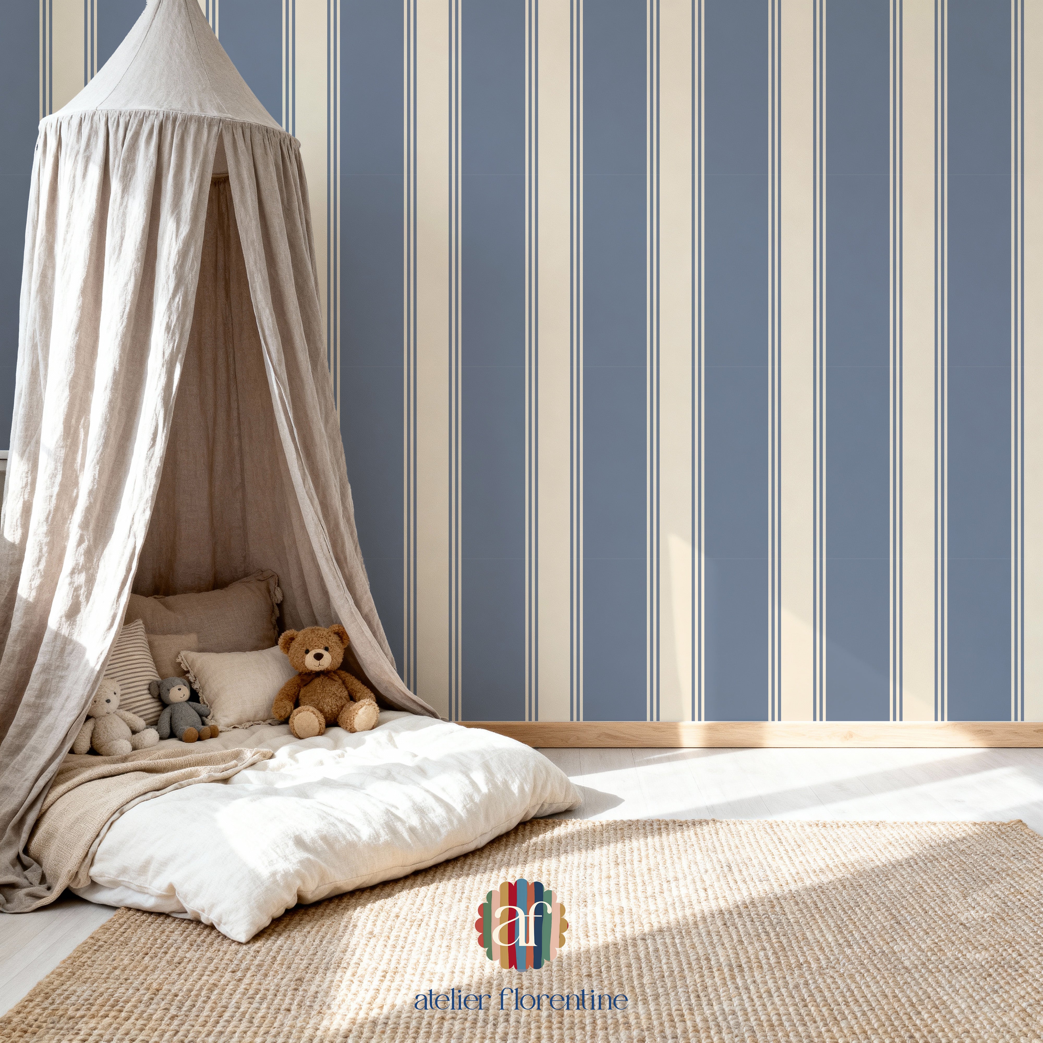 Double Striped Wallpaper - Blue