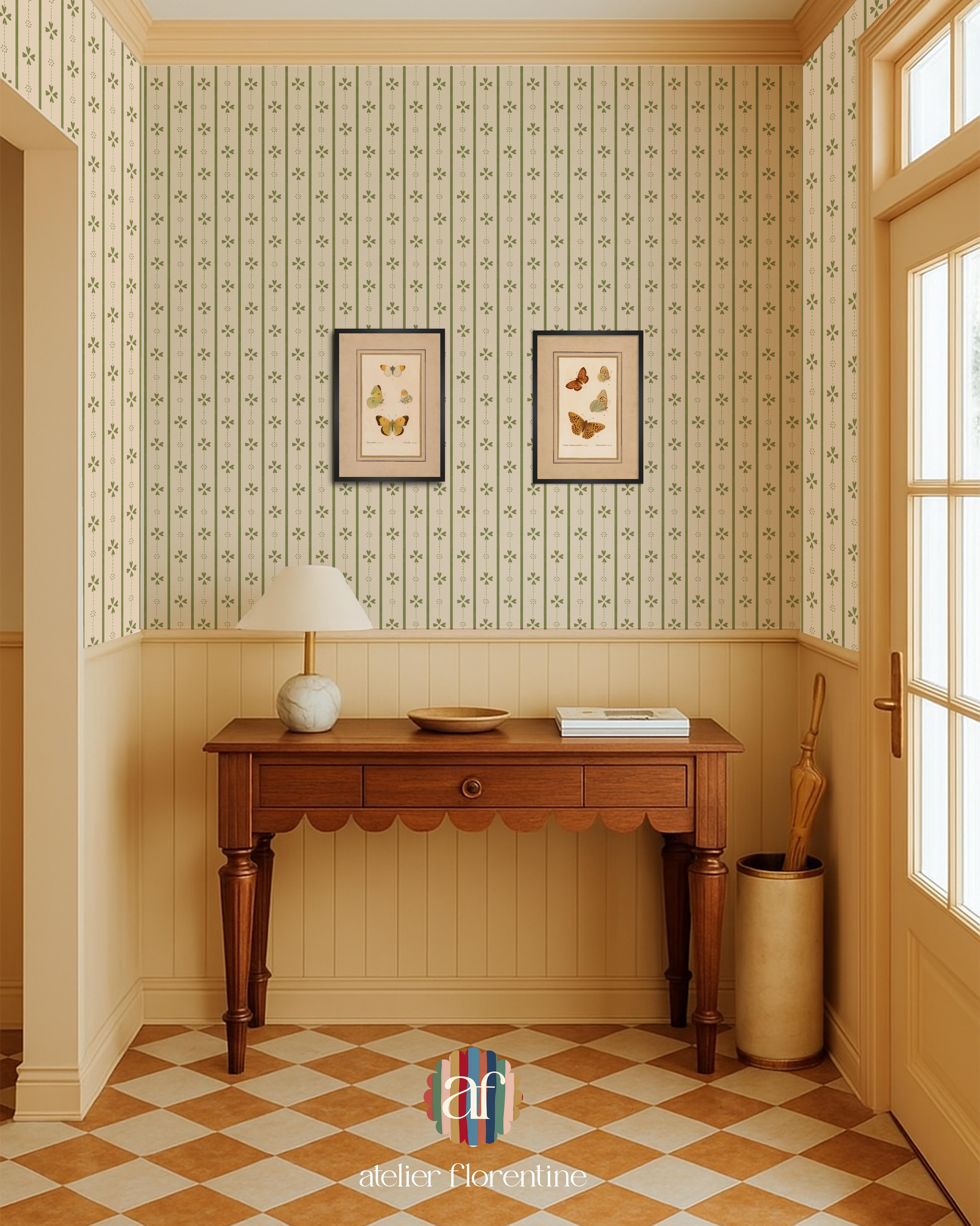 Original Scandinavian Cottage Stripe wallpaper – cozy striped wallpaper for boys and girls.