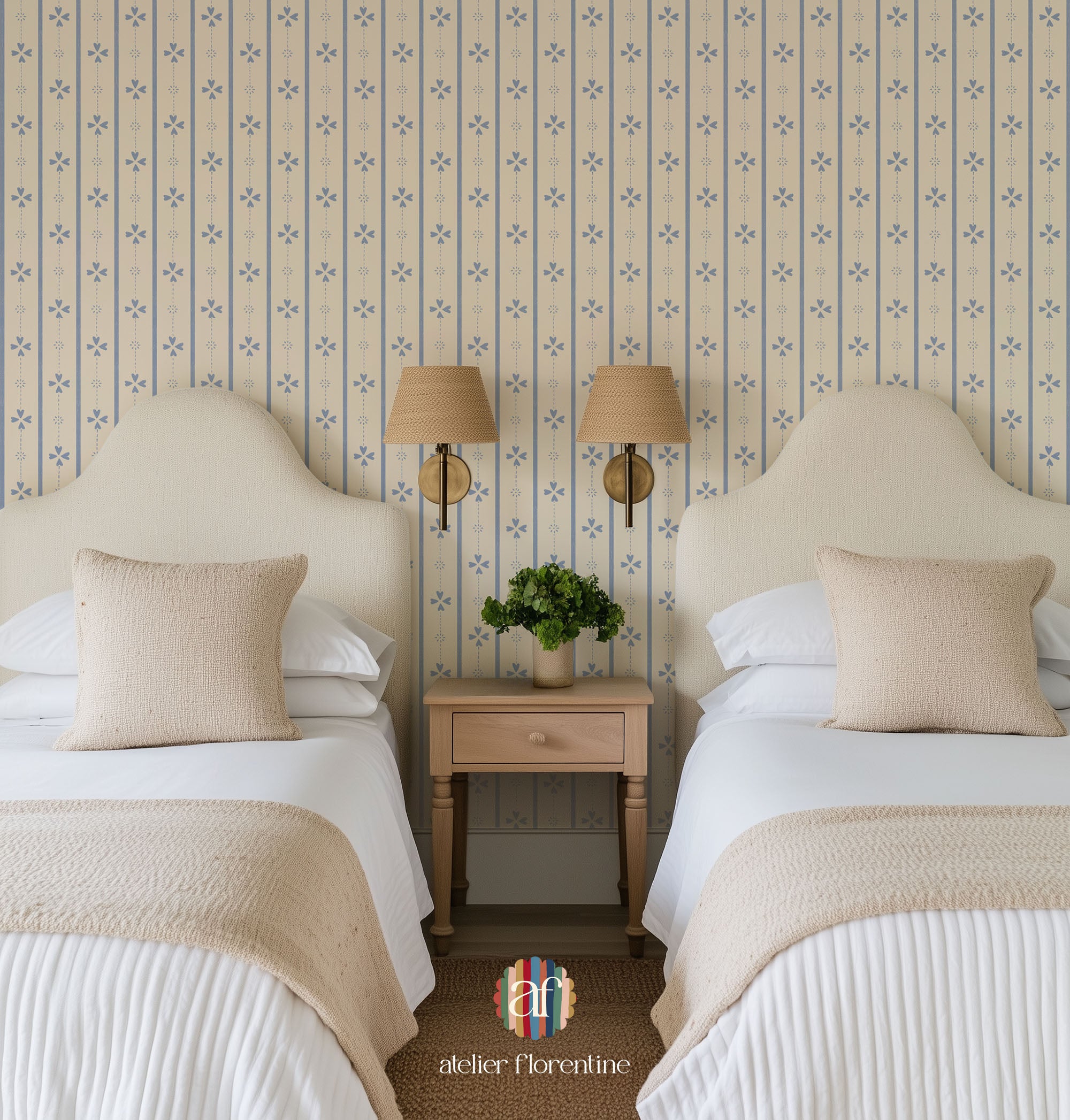 Original Scandinavian Cottage Stripe wallpaper – cozy striped wallpaper for boys and girls.