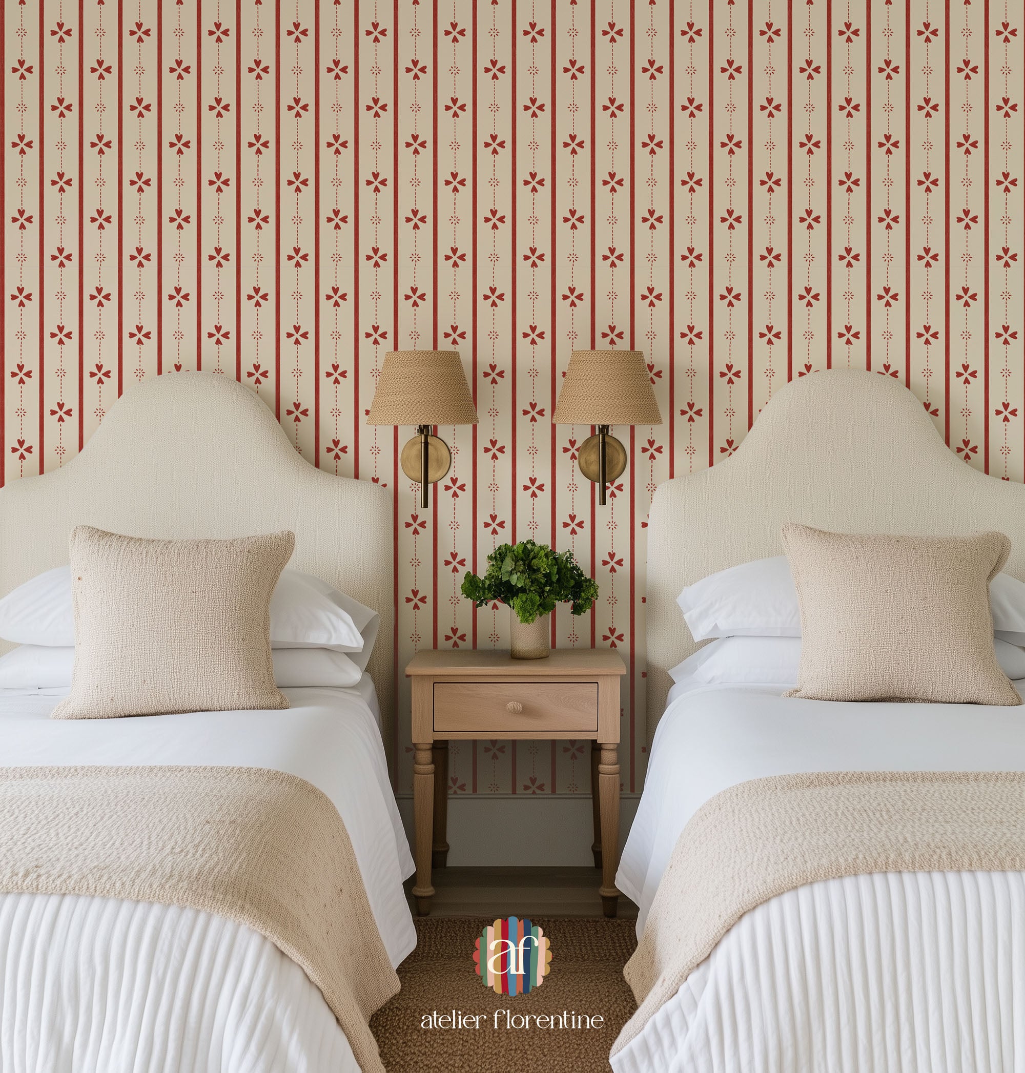 Original Scandinavian Cottage Stripe wallpaper – cozy striped wallpaper for boys and girls.