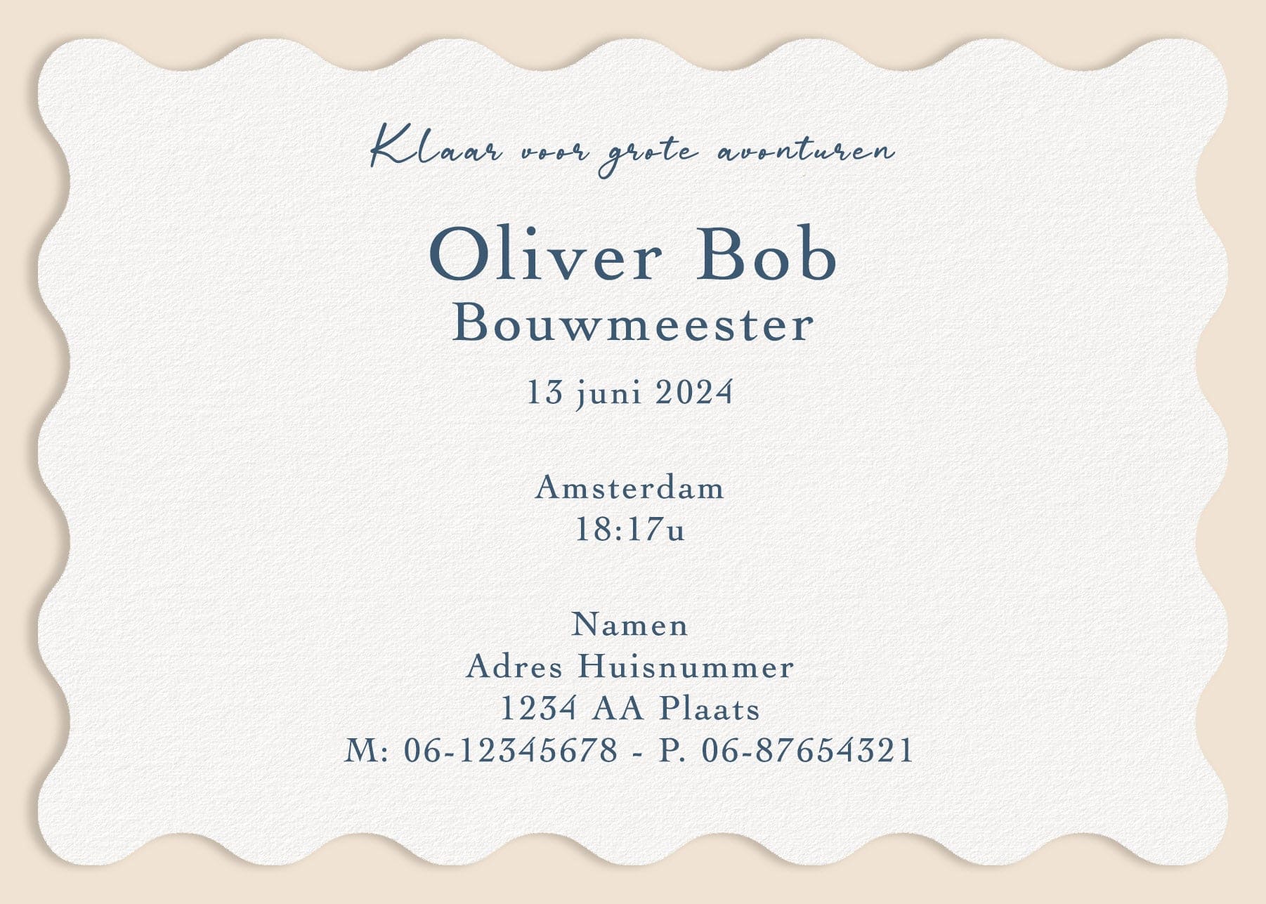 Wavy border birth card