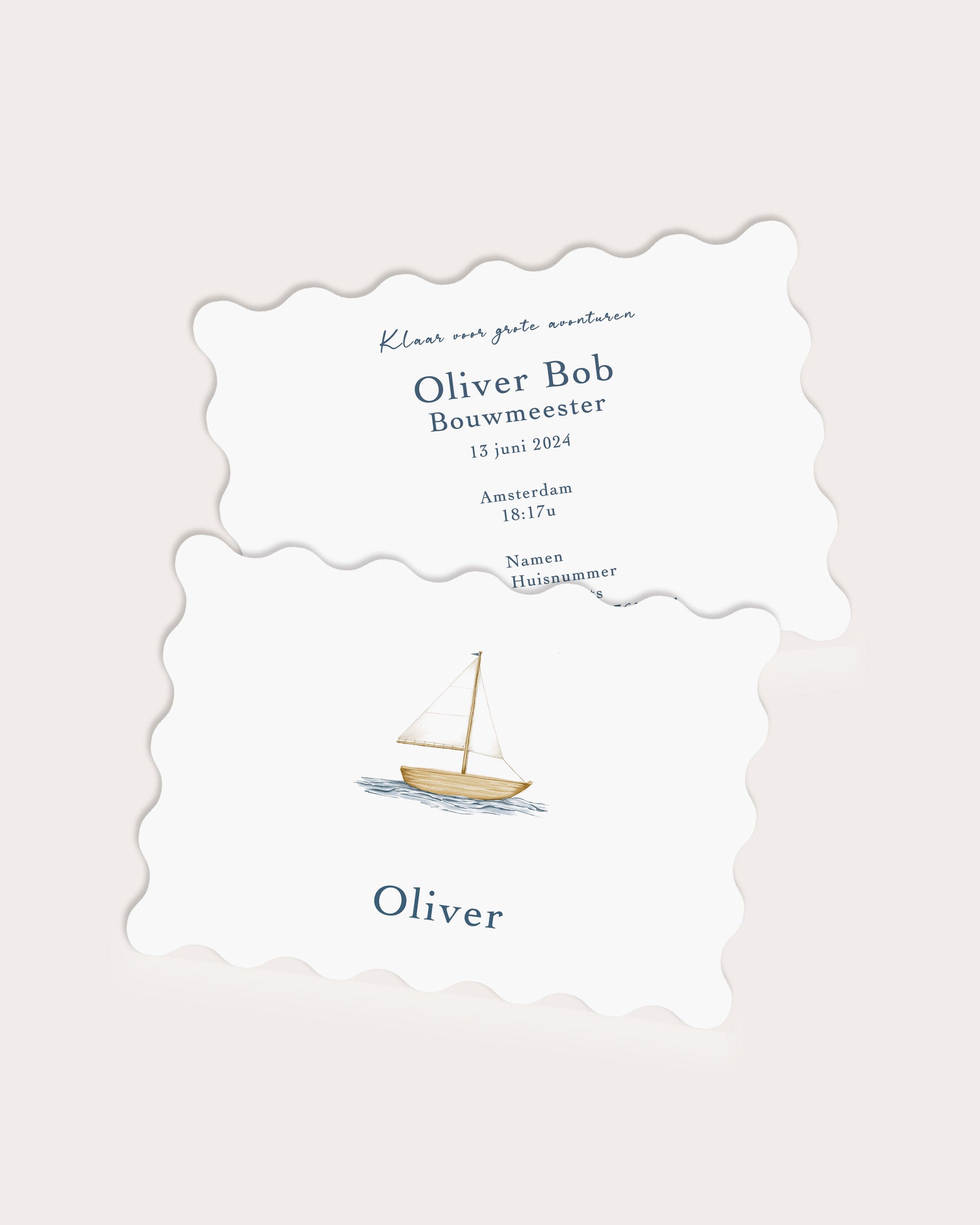Sail boat birth announcement card
