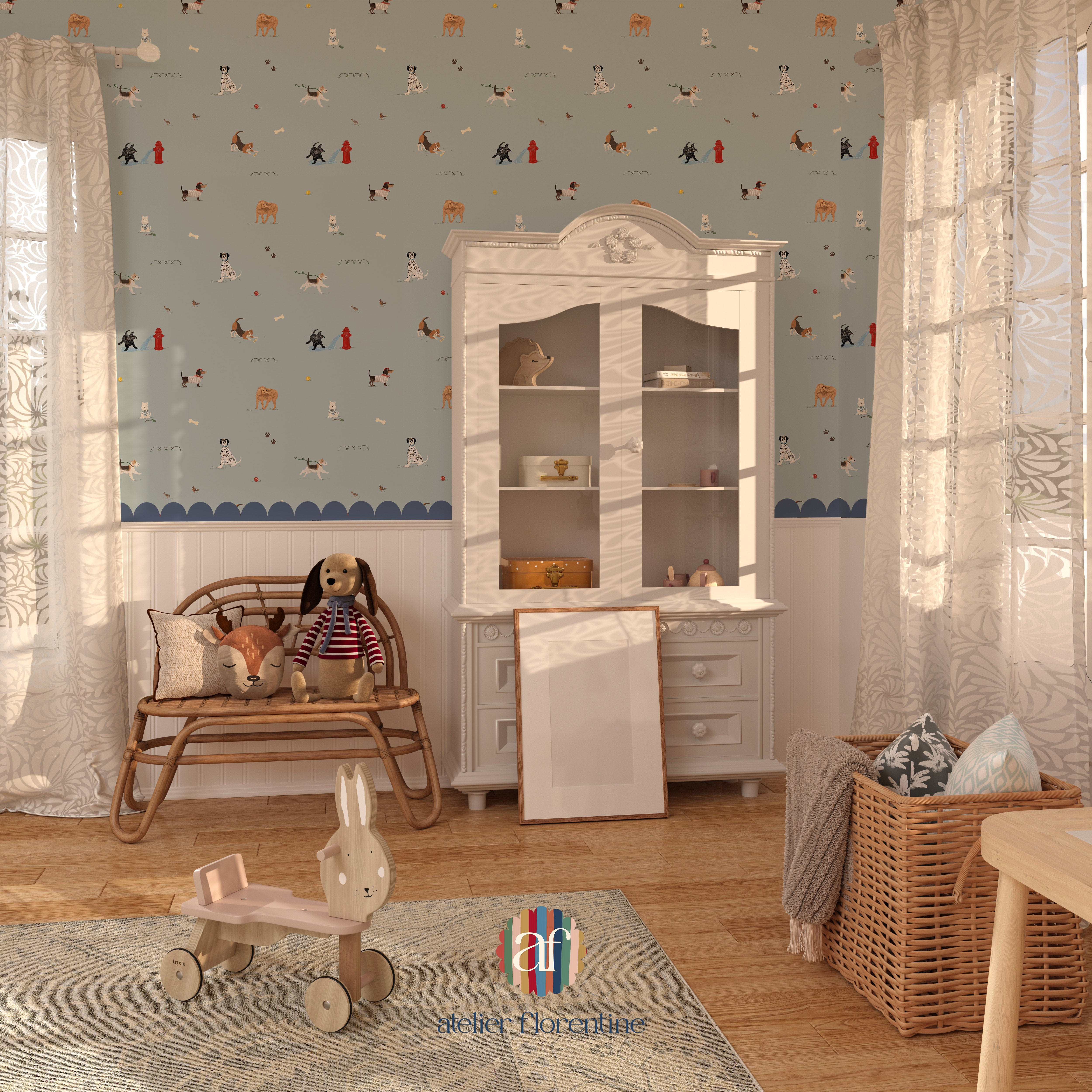 Dog Wallpaper for Kids – Original Children’s Wallpaper for Nurseries & Rooms