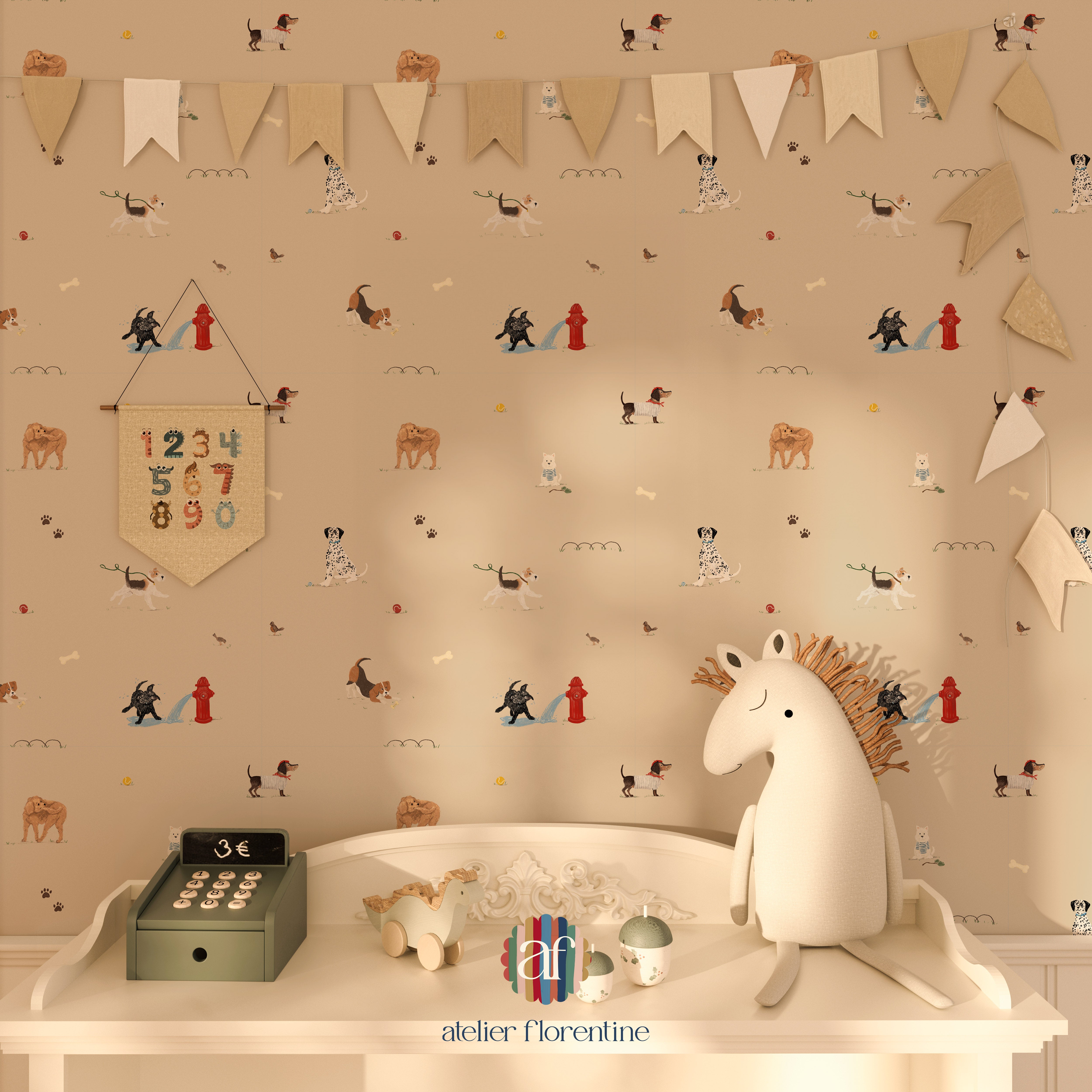 Dog Wallpaper for Kids – Original Children’s Wallpaper for Nurseries & Rooms