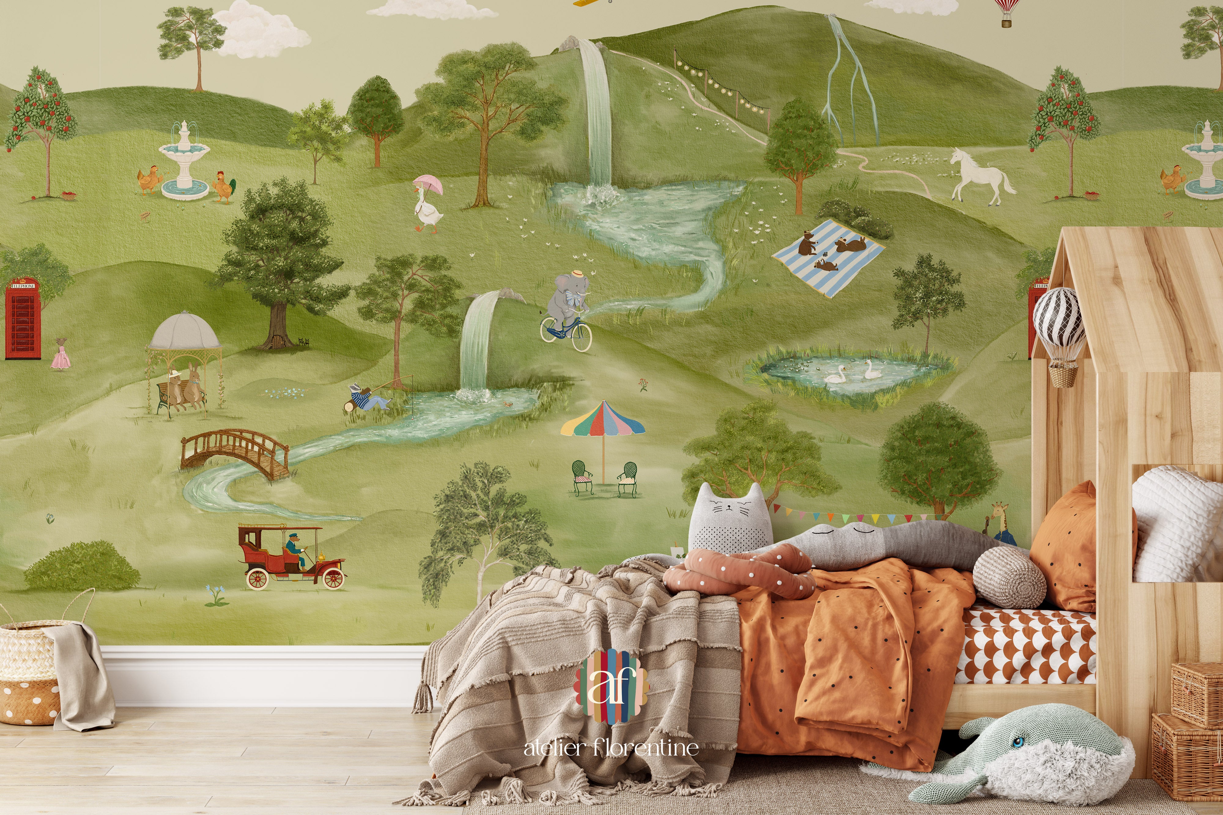 nursery wallpaper mural kids wallpapers childrens room Lake District Beatrix potter