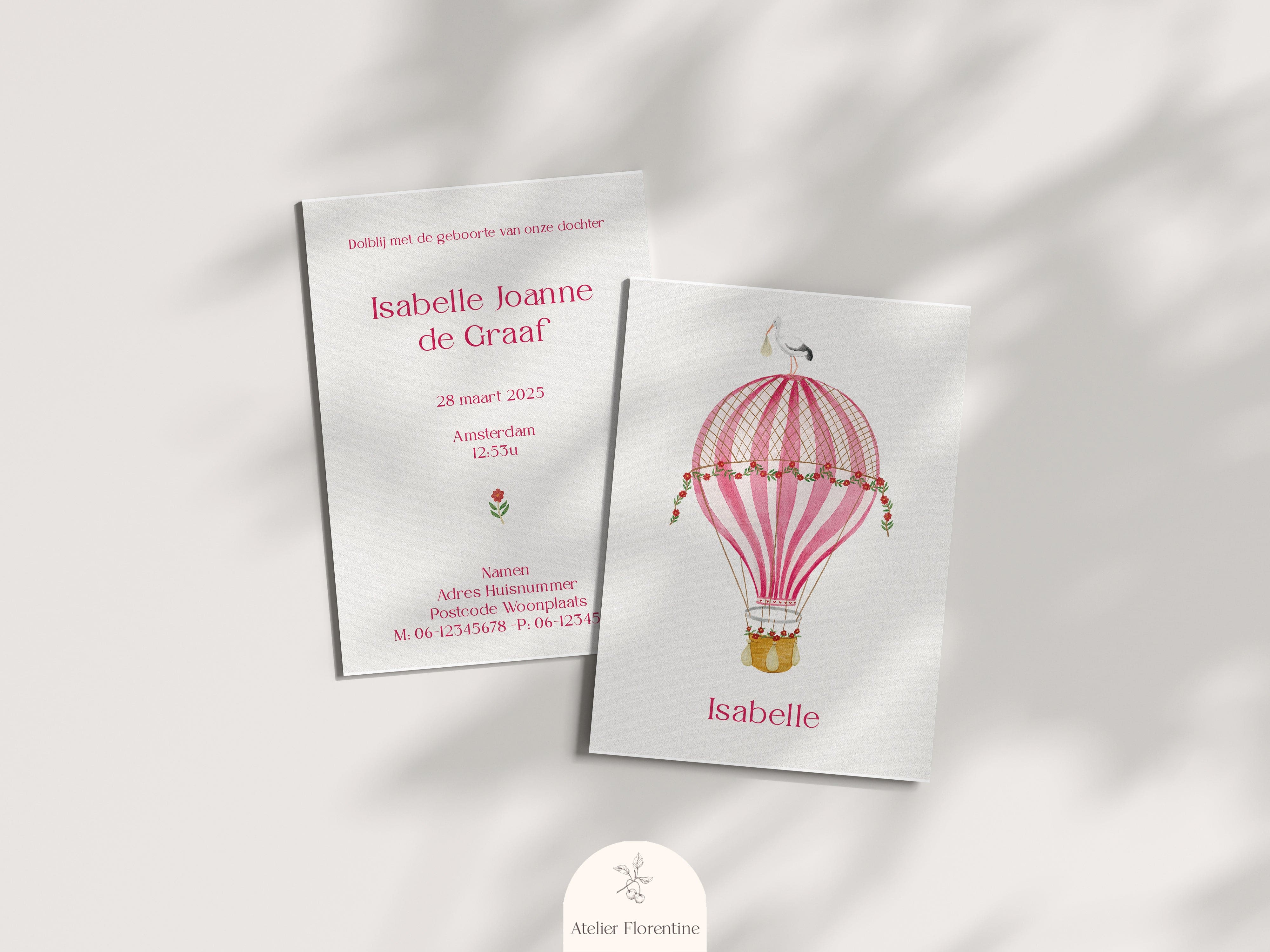 geboortekaartje luchtballon 
