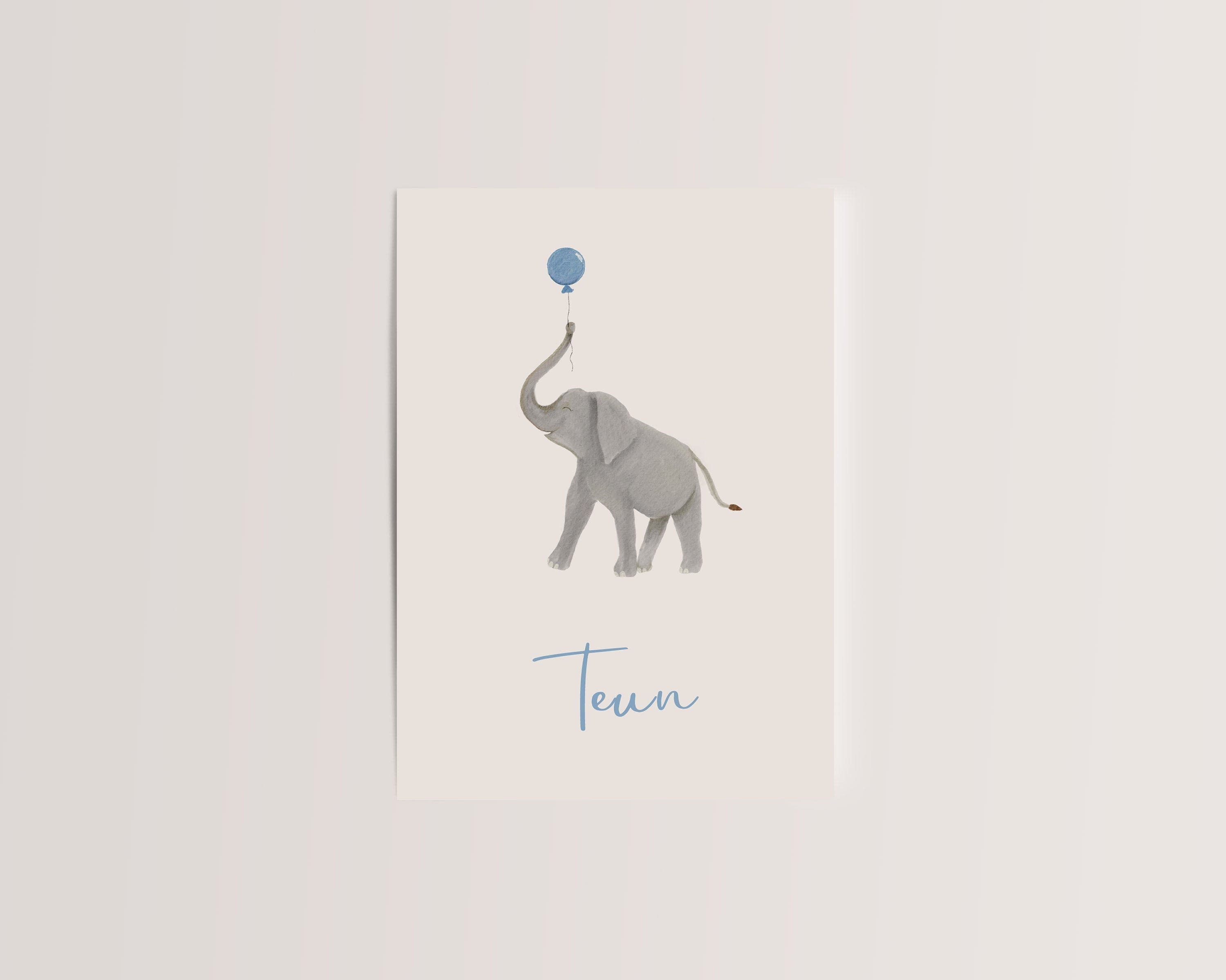 Elephant birth announcement card 