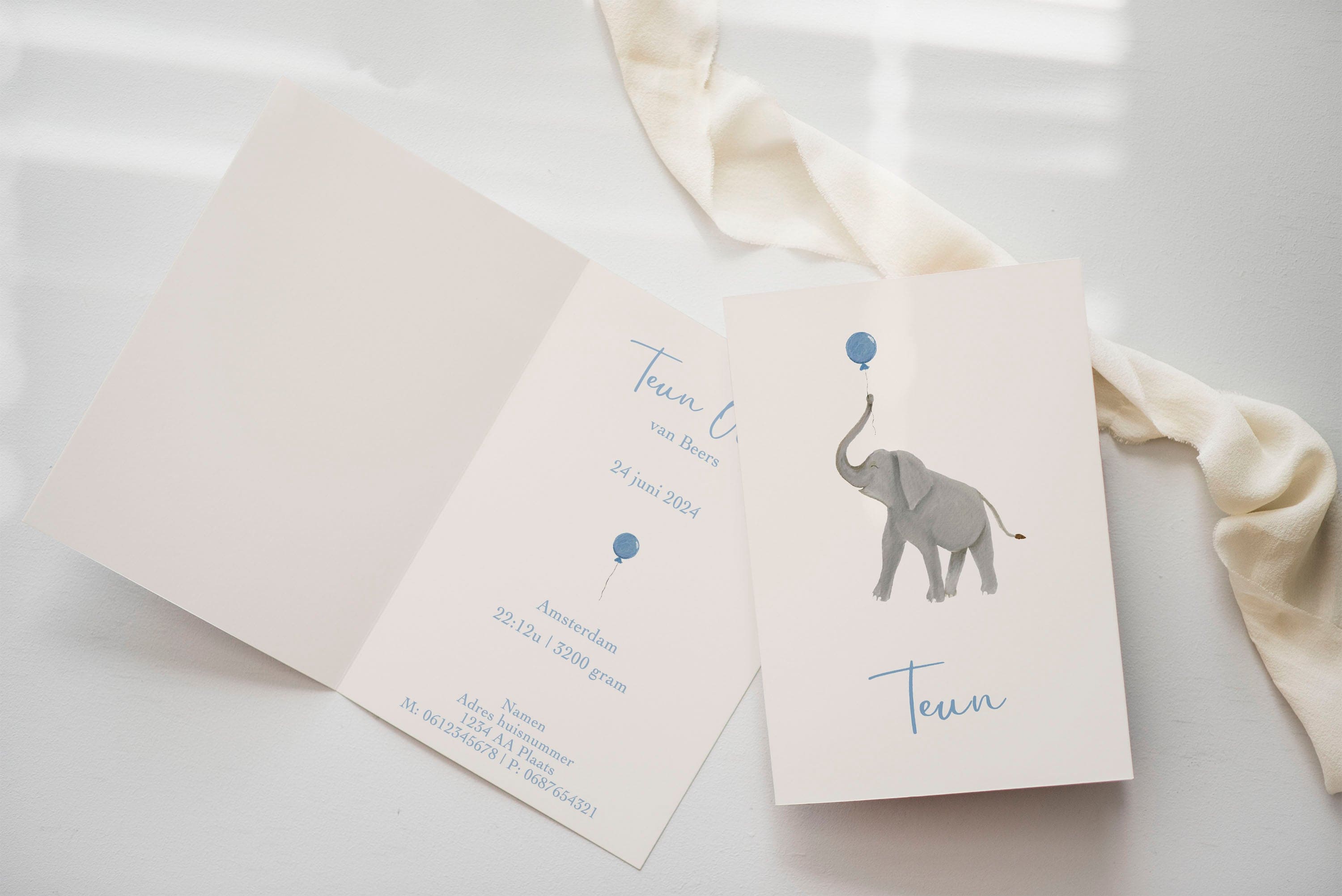 Elephant announcement cards